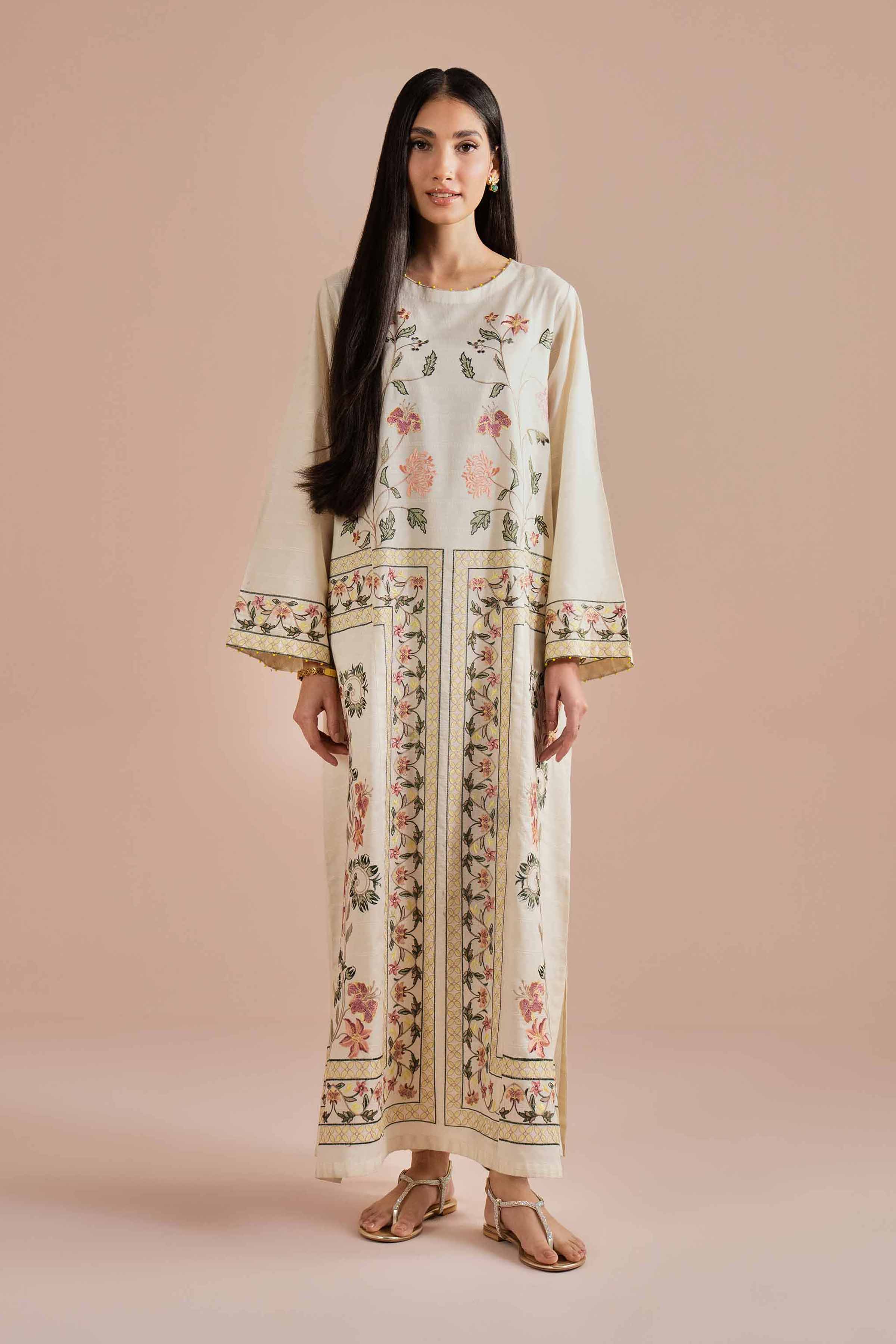 NishatUK - White Embroidered Lawn 1-piece ready to wear dress