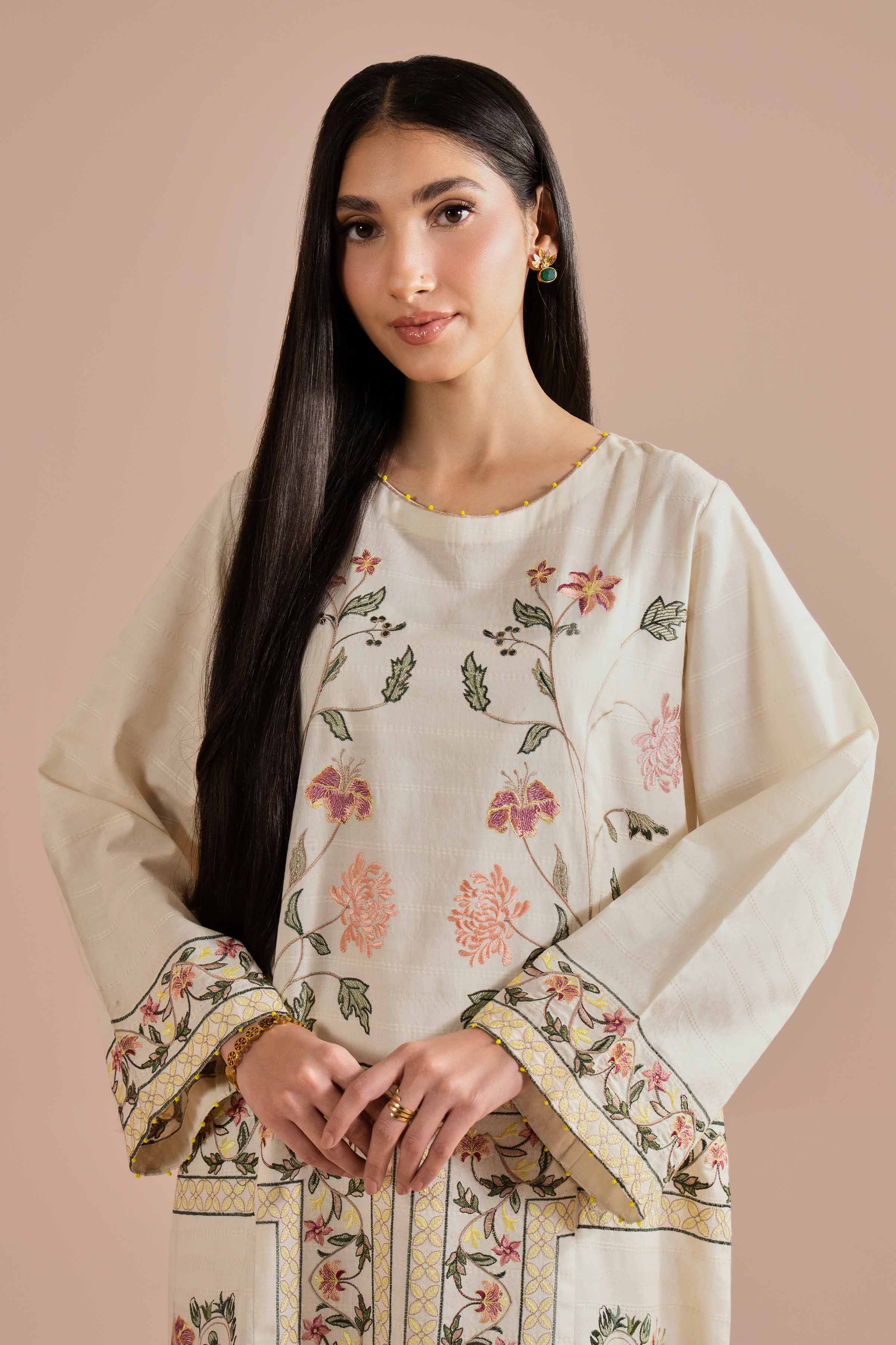 NishatUK - White Embroidered Lawn 1-piece ready to wear dress