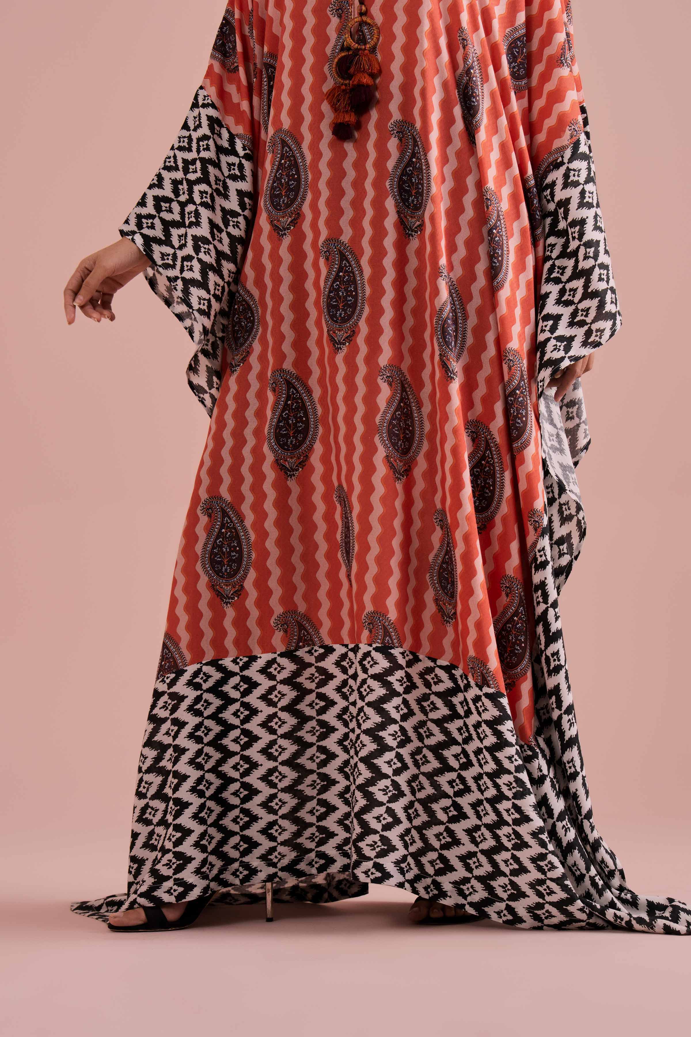 NishatUK - Multi Printed Dobby 1-piece ready to wear Kaftan