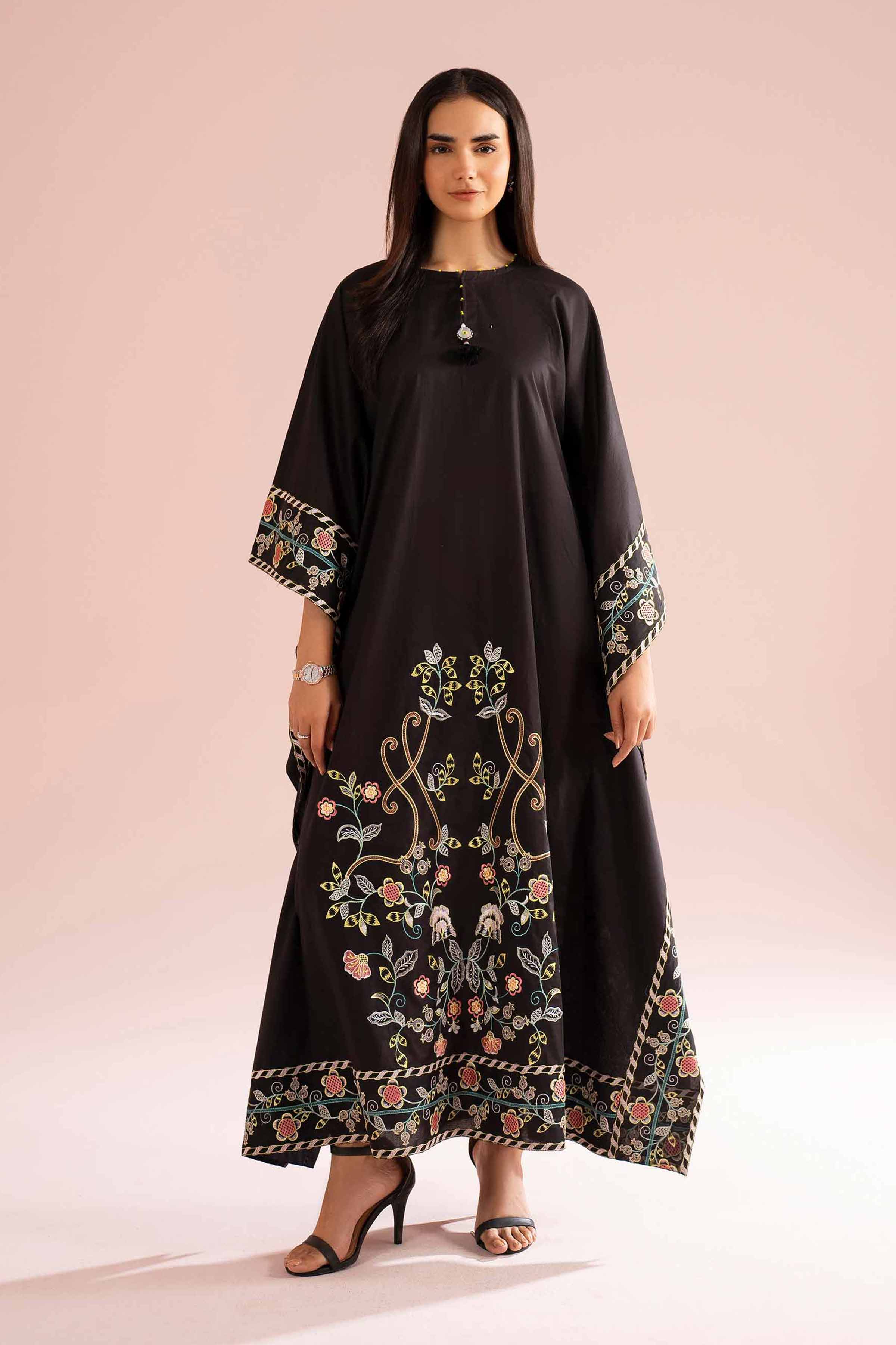 NishatUK - Black Embroidered Cambric 1-piece ready to wear Dress