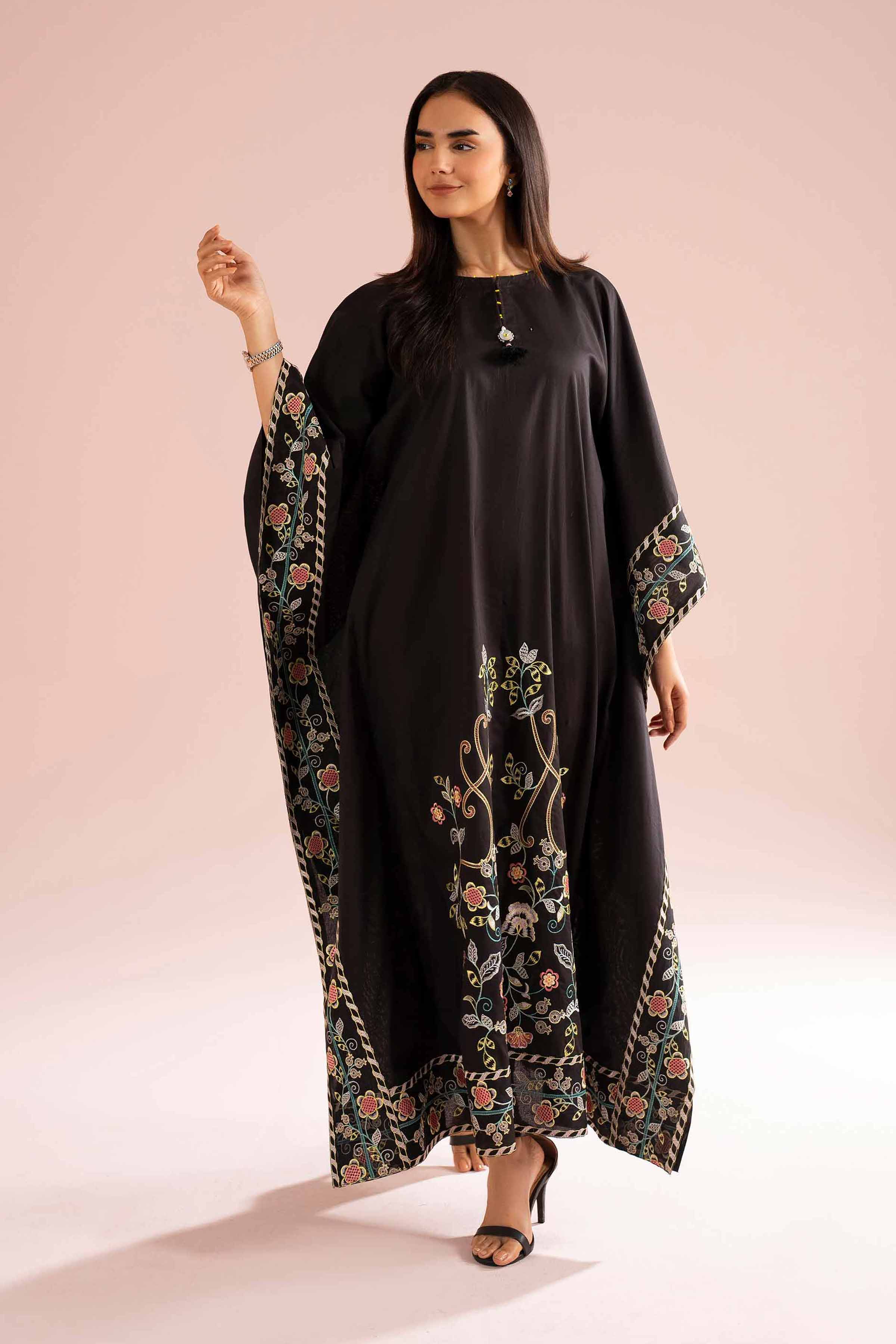 NishatUK - Black Embroidered Cambric 1-piece ready to wear Dress