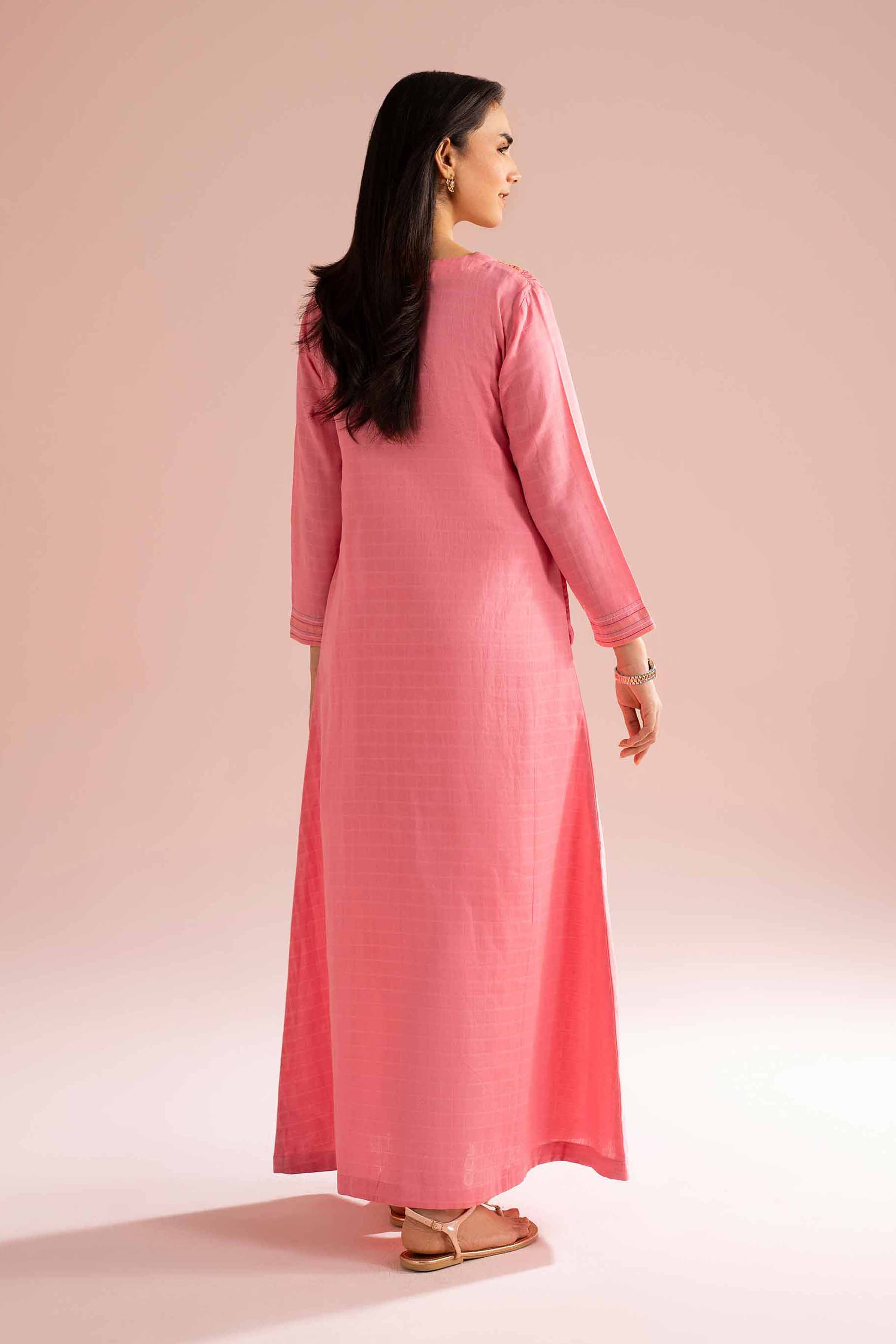 NishatUK - Pink Embroidered Dobby 1-piece ready to wear long dress