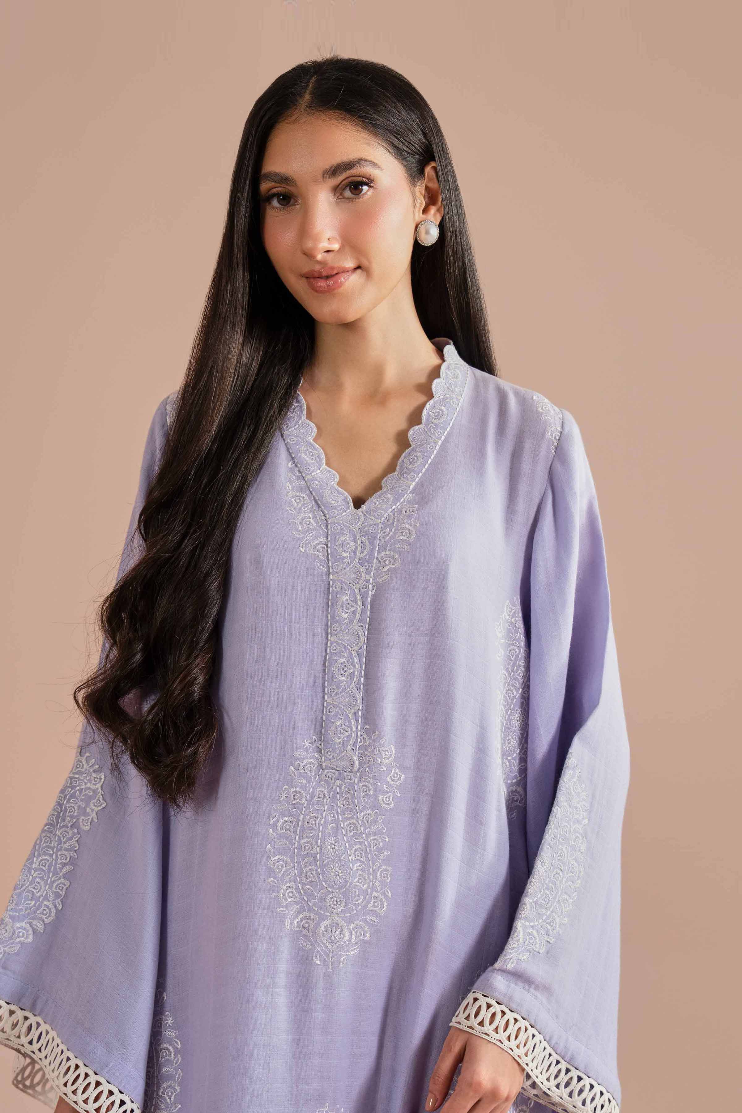 NishatUK - Purple Embroidered Dobby 1-piece ready to wear Shirt