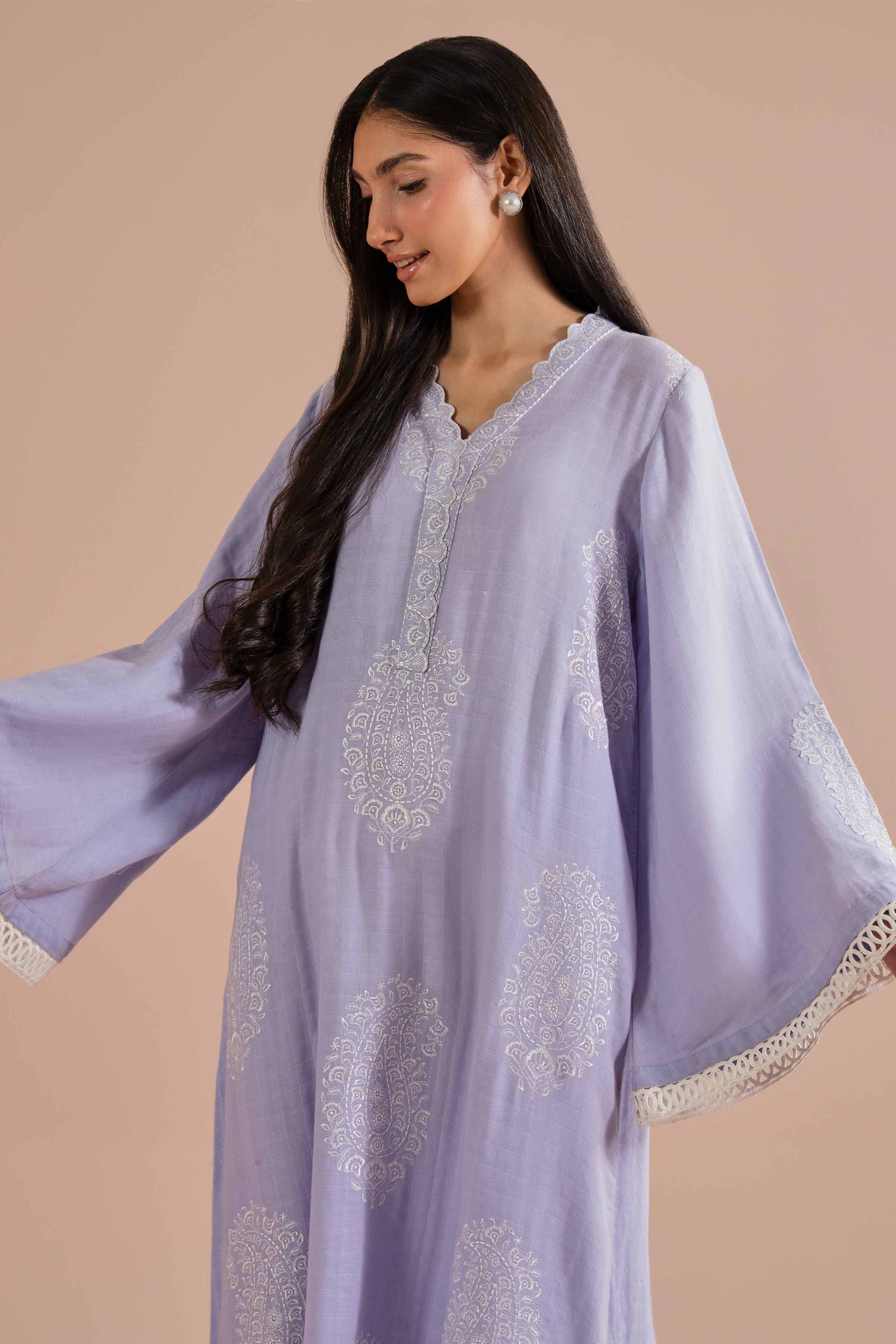 NishatUK - Purple Embroidered Dobby 1-piece ready to wear Shirt