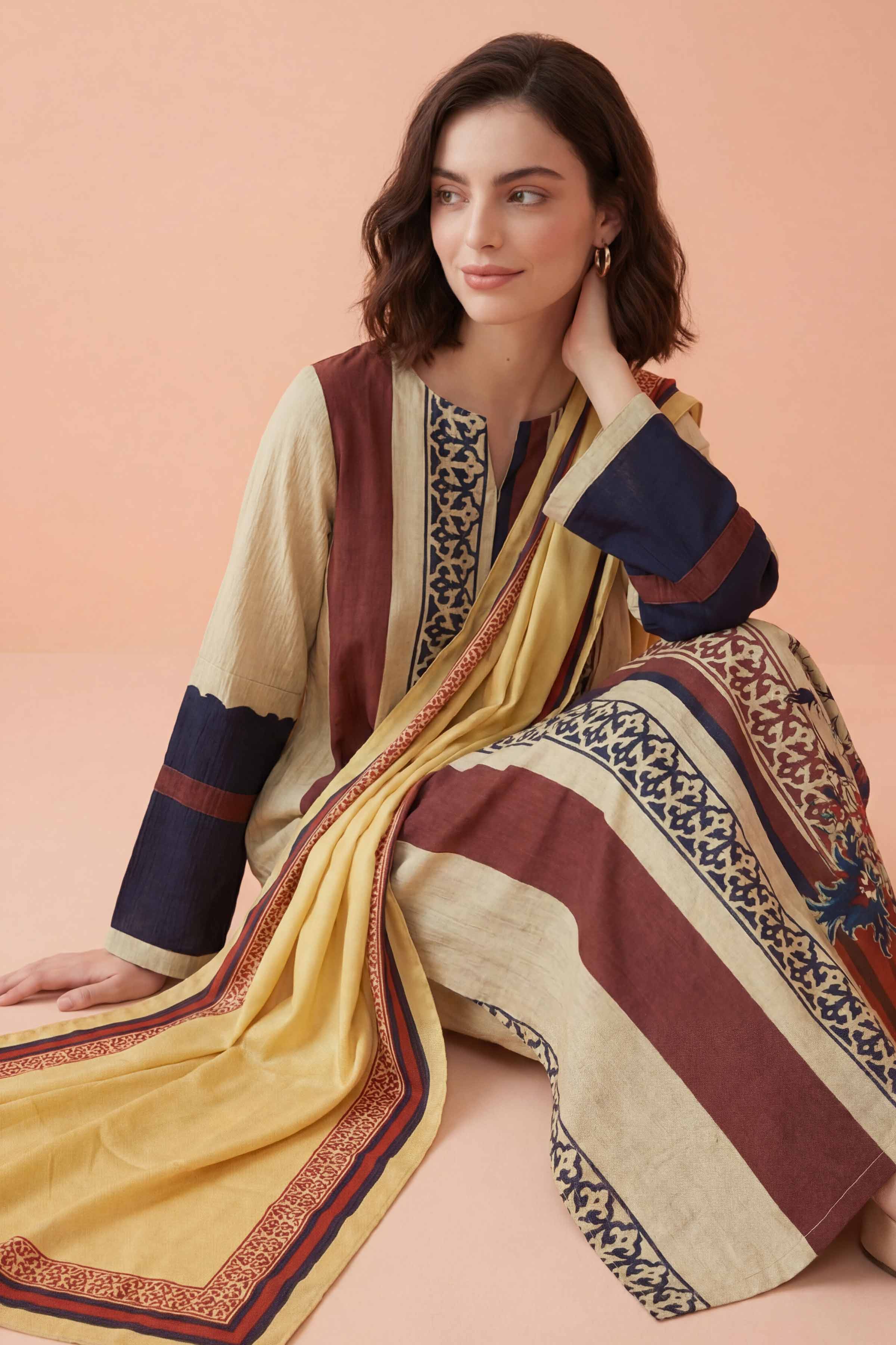 NishatUK - Multi Printed Sear Sucker 2-piece ready to wear Dress