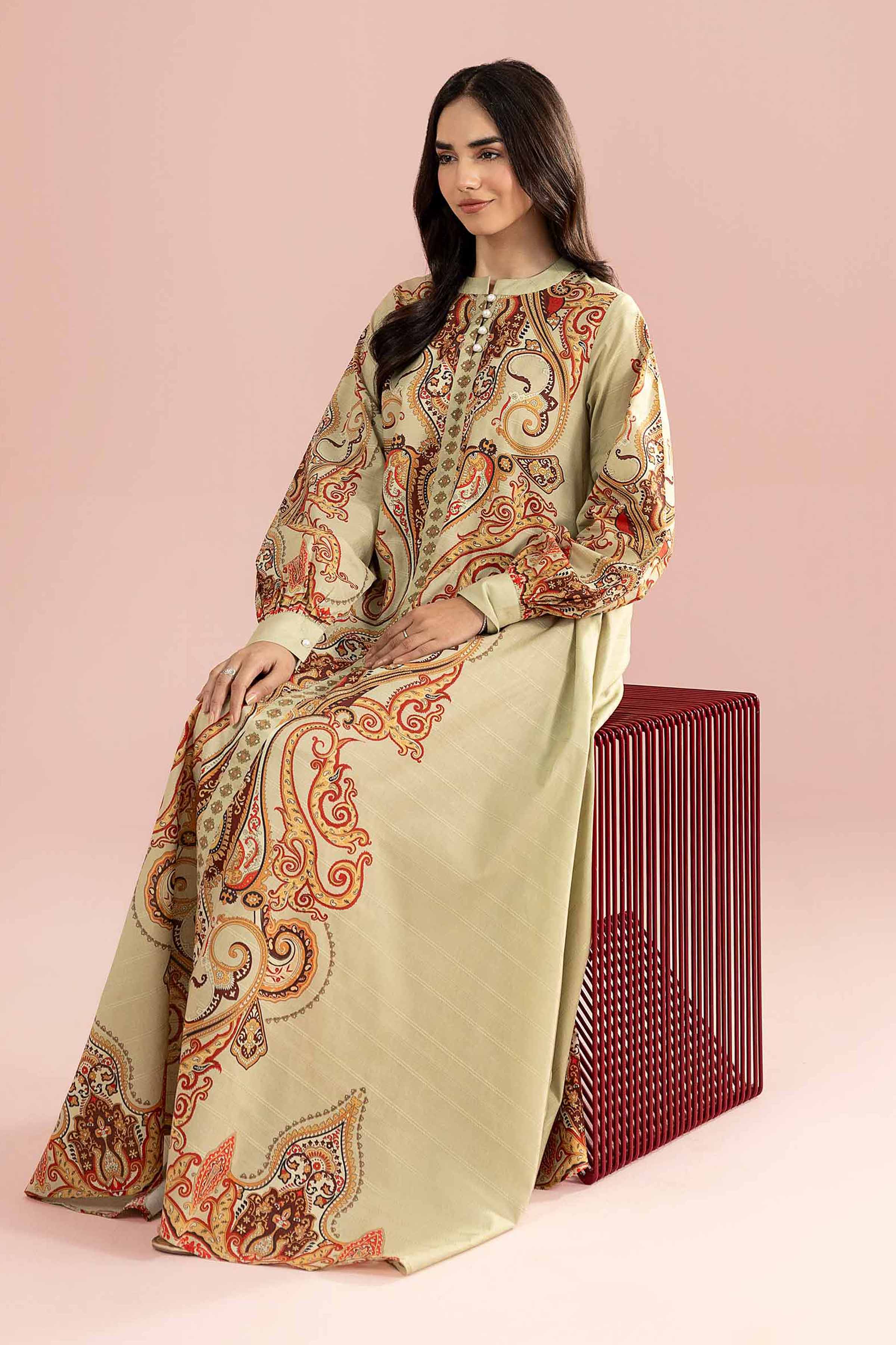 NishatUK - Green Printed Lawn 1-piece ready to wear dress