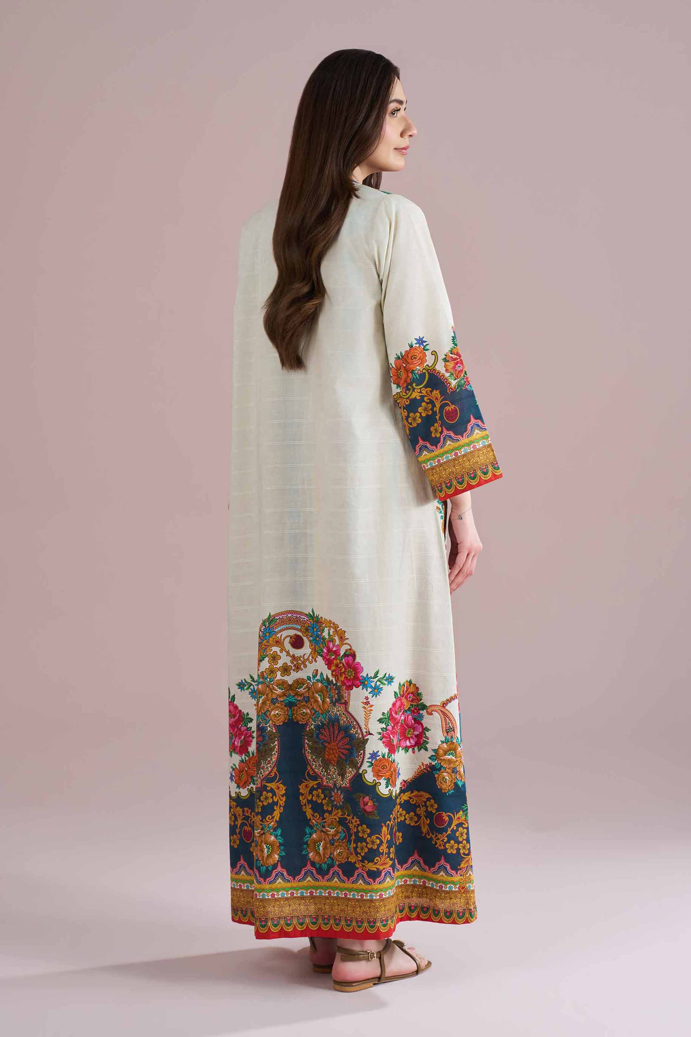 NishatUK - Beige Printed Lawn 2-piece ready to wear Dress