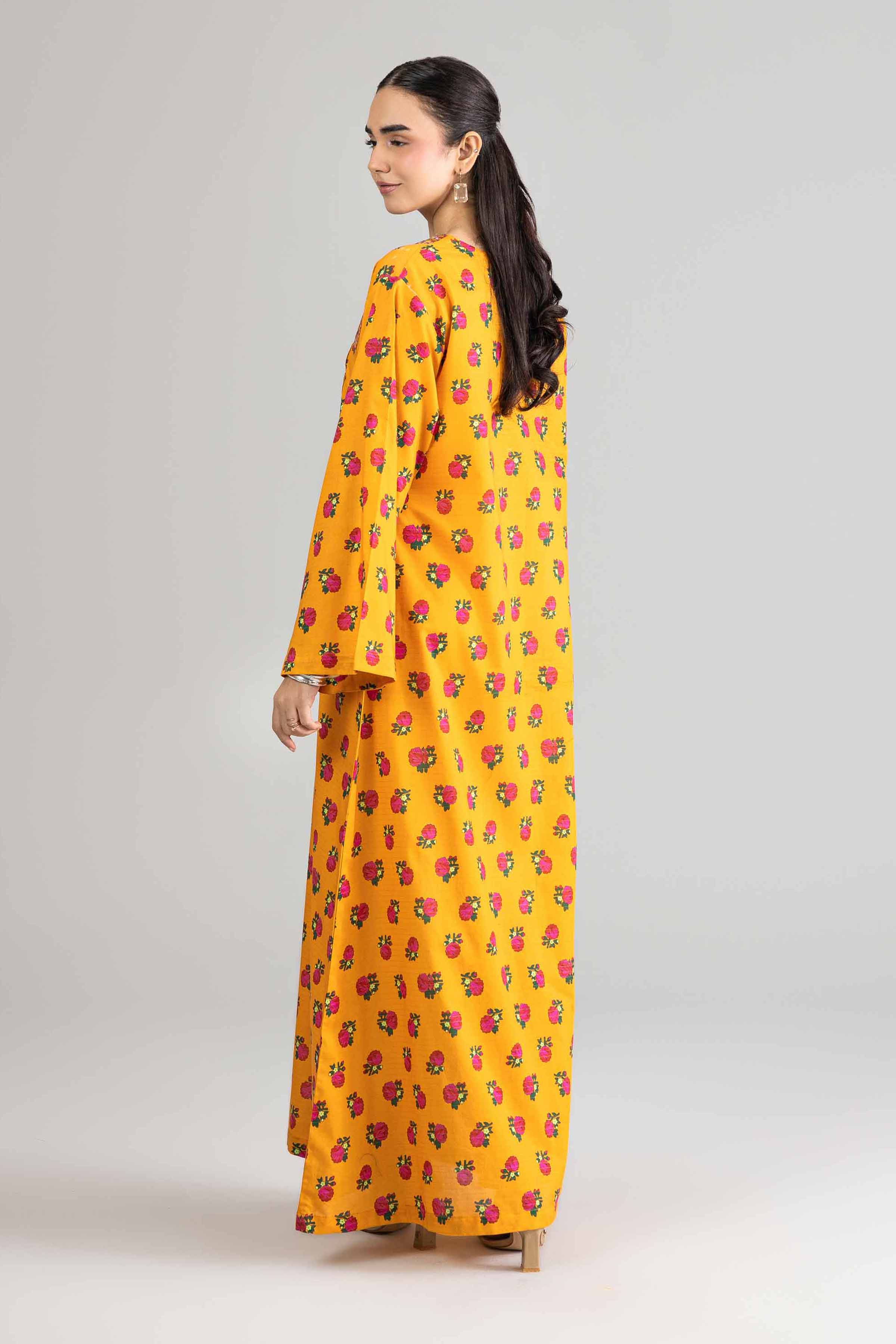 Nishat UK - Yellow Embroidered Lawn 1-piece ready to wear long dress