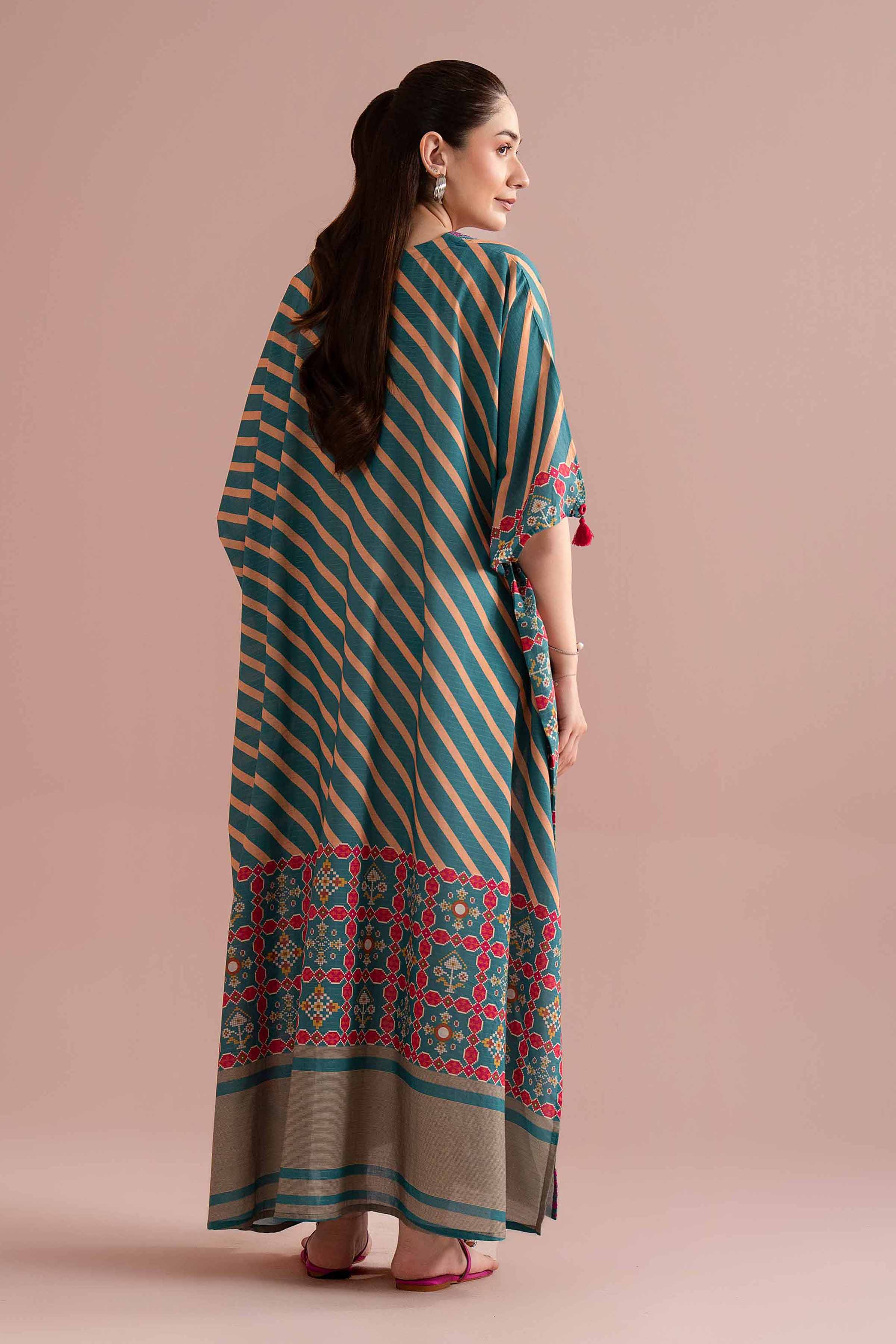 NishatUK - Blue Embroidered Lawn 1-piece ready to wear long dress