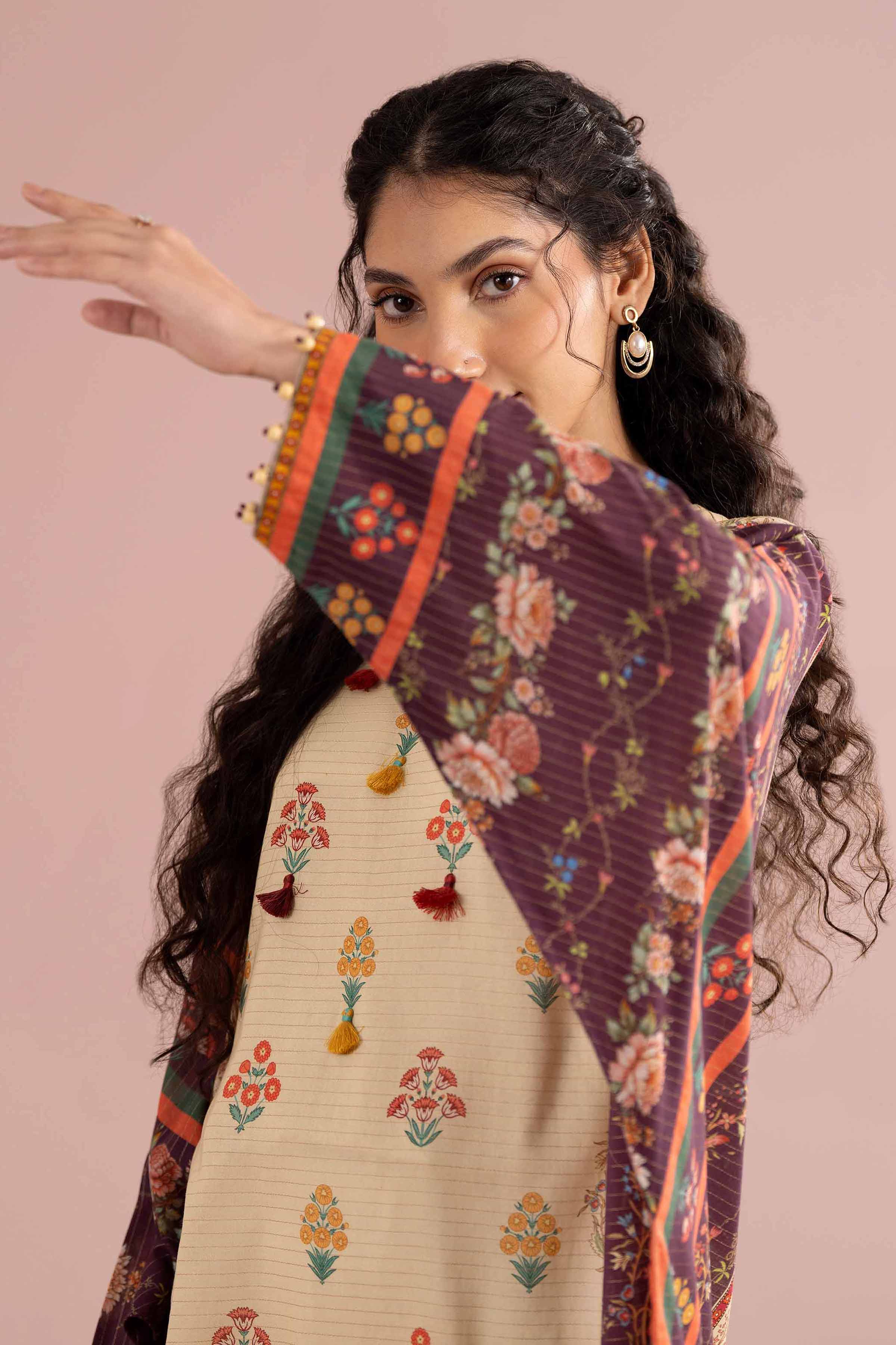 NishatUK - Beige Printed Lawn 1-piece ready to wear Shirt