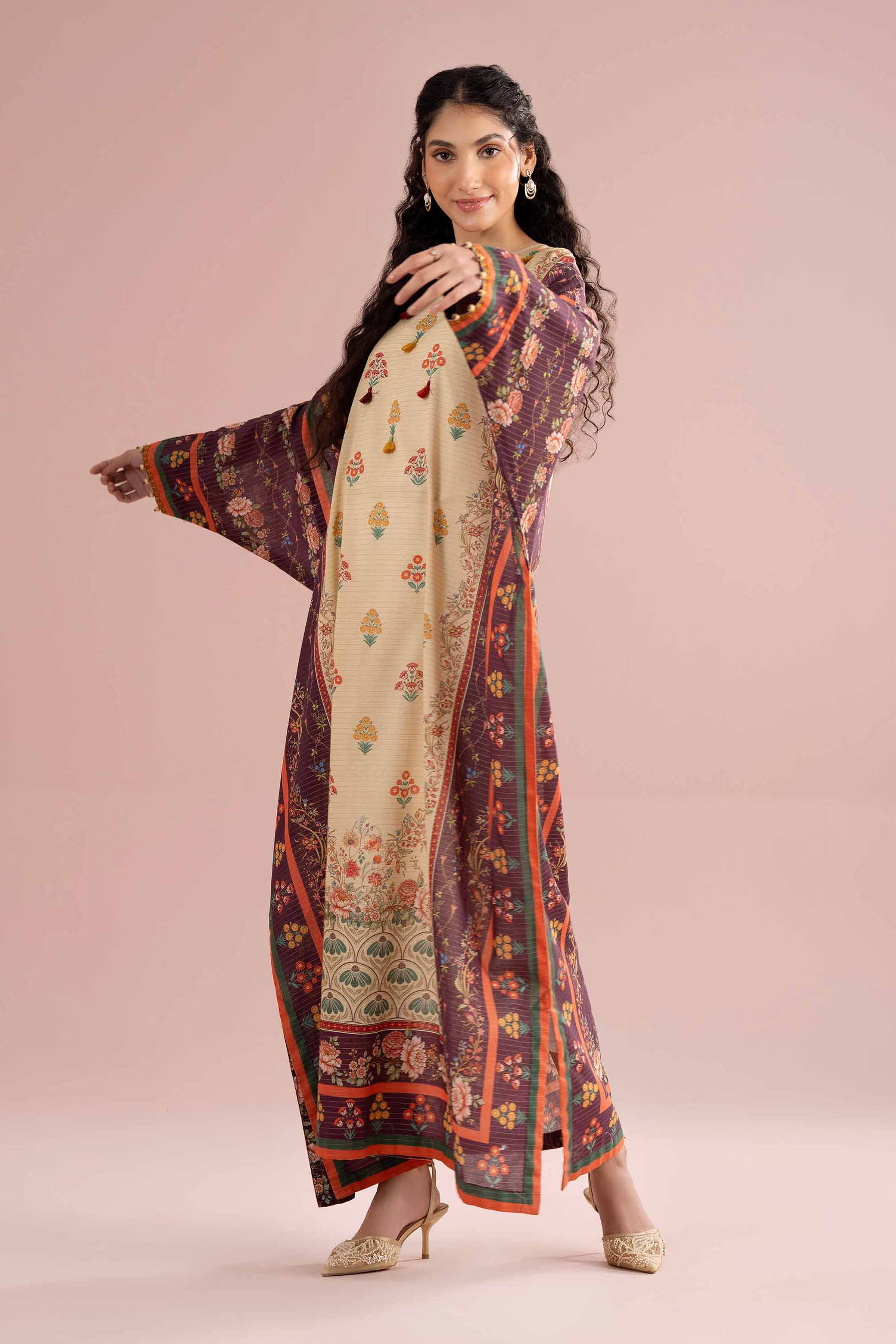 NishatUK - Beige Printed Lawn 1-piece ready to wear Shirt