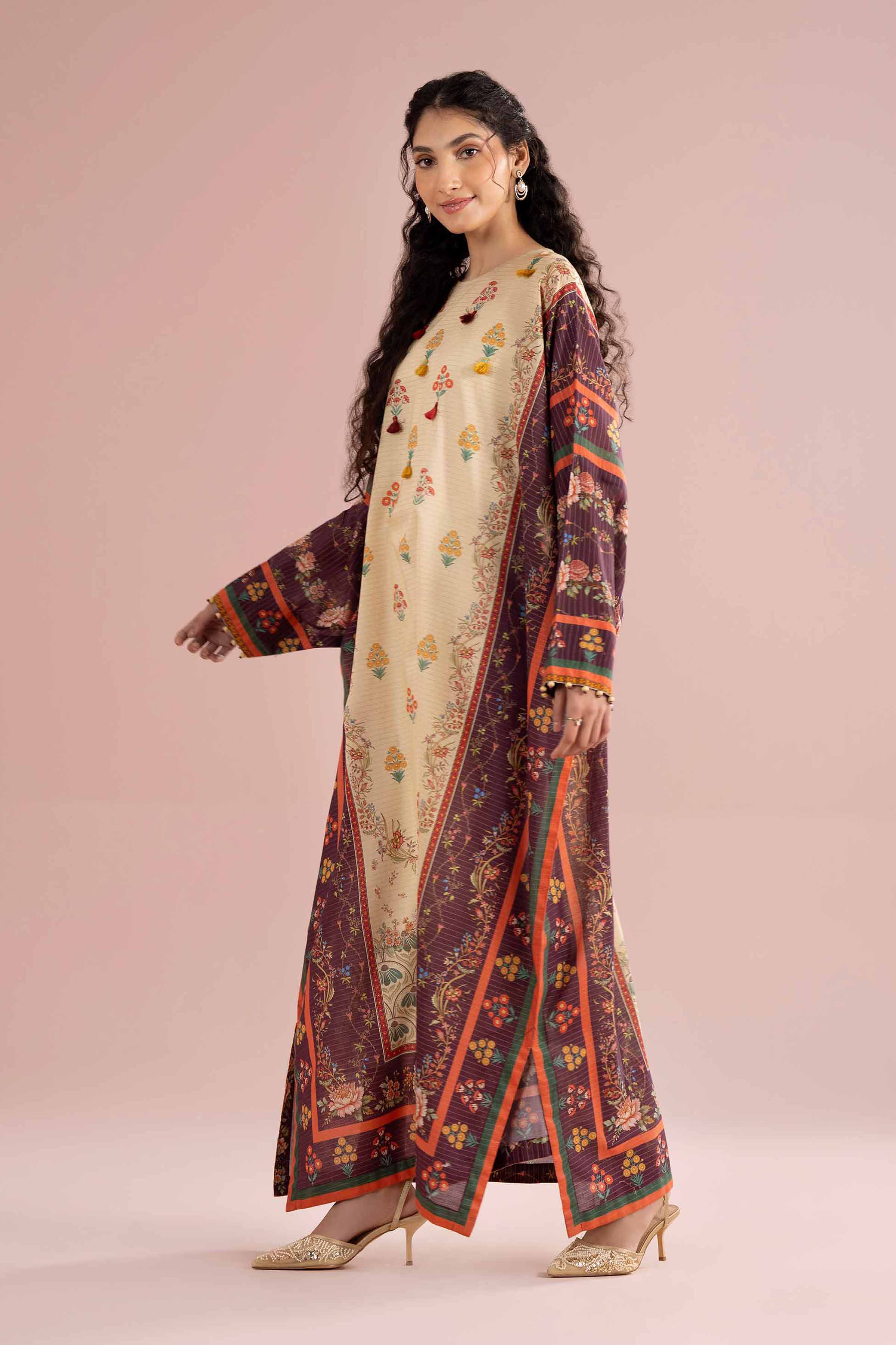 NishatUK - Beige Printed Lawn 1-piece ready to wear Shirt