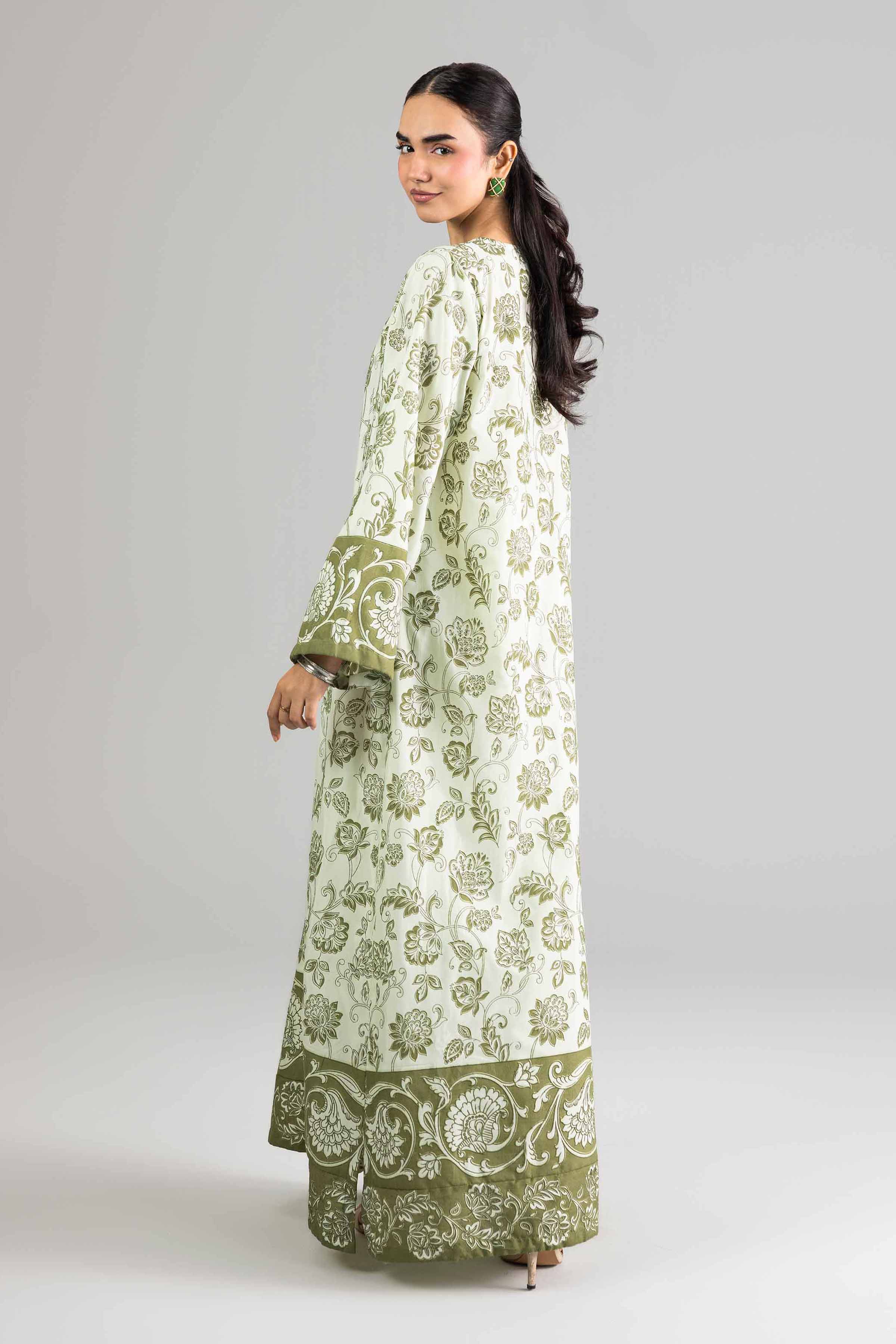 Nishat UK - Green Printed Silk 1-piece ready to wear Long dress