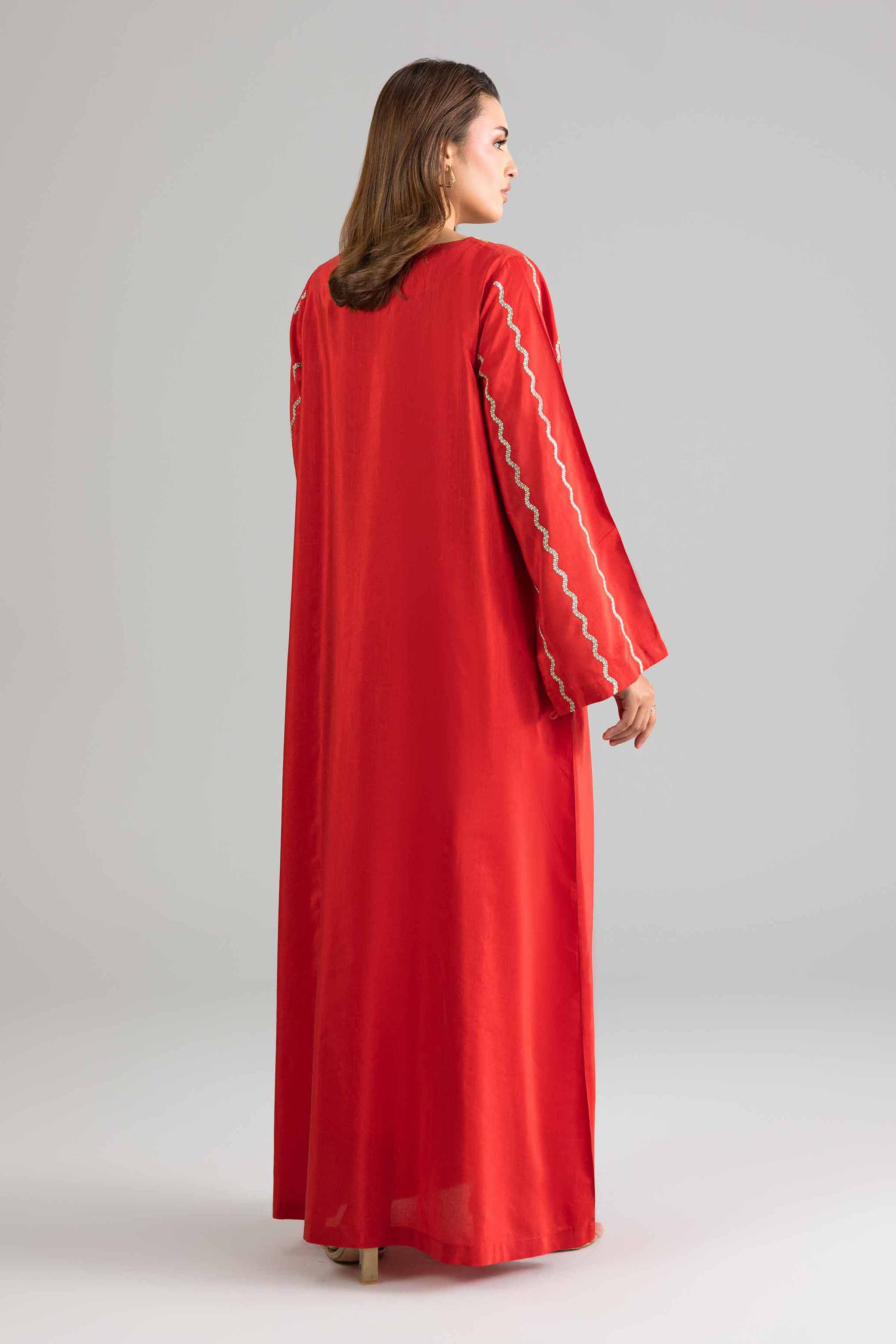 Nishat UK - Red Embroidered Silk 1-piece ready to wear Long dress