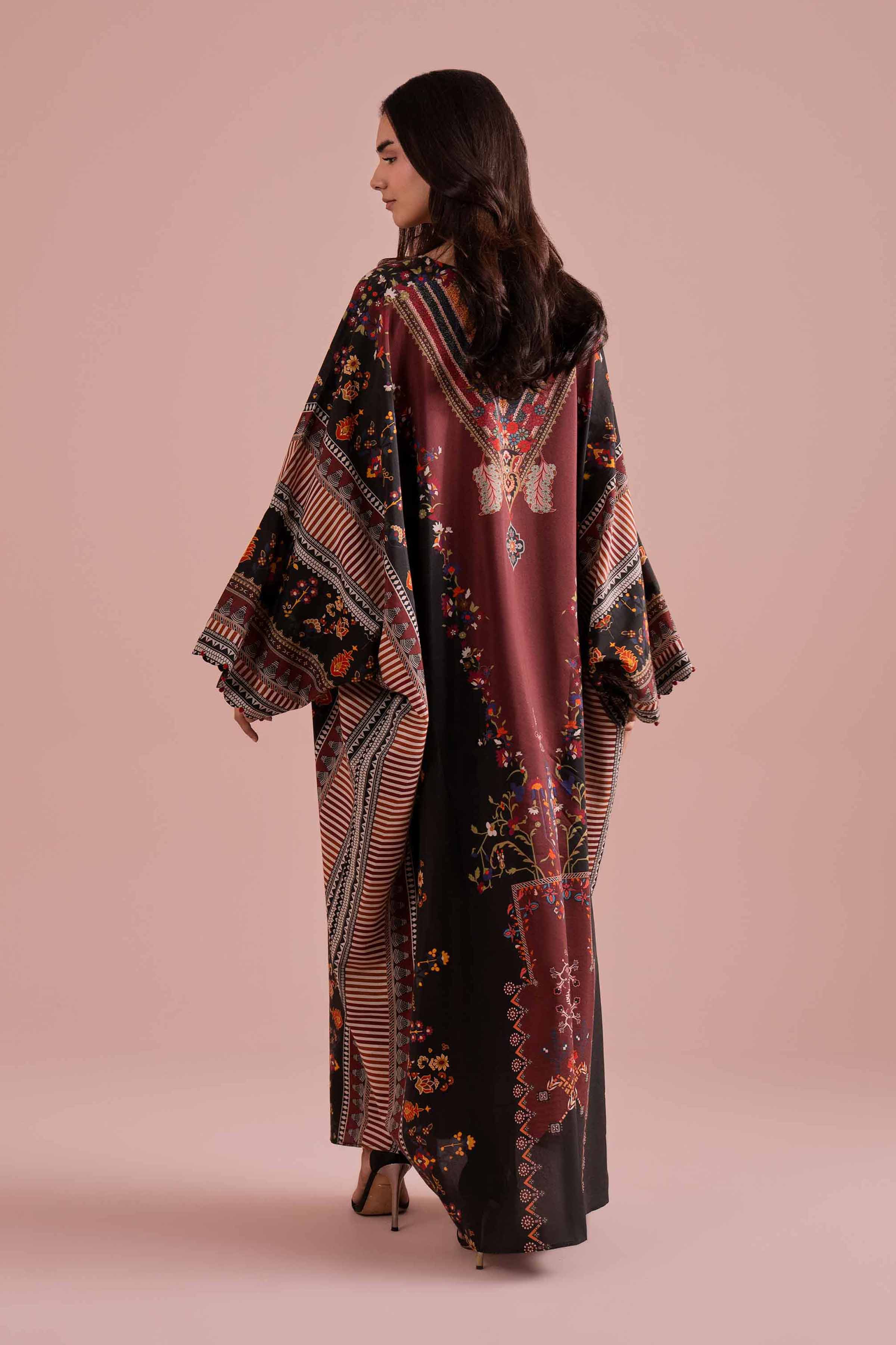 NishatUK - Black Printed Silk 1-piece ready to wear dress