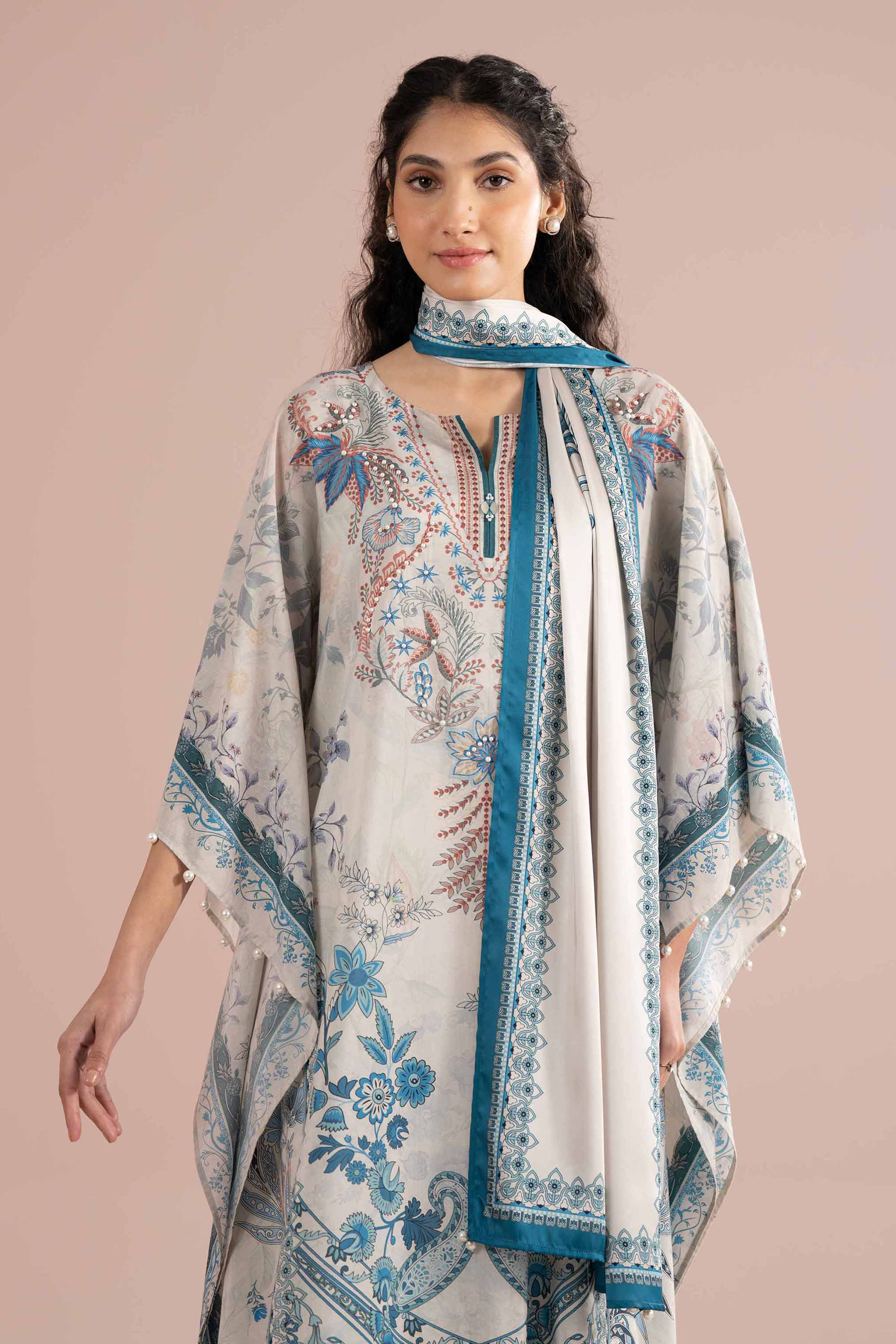 NishatUK - Blue Printed Silk 2-piece ready to wear Dress