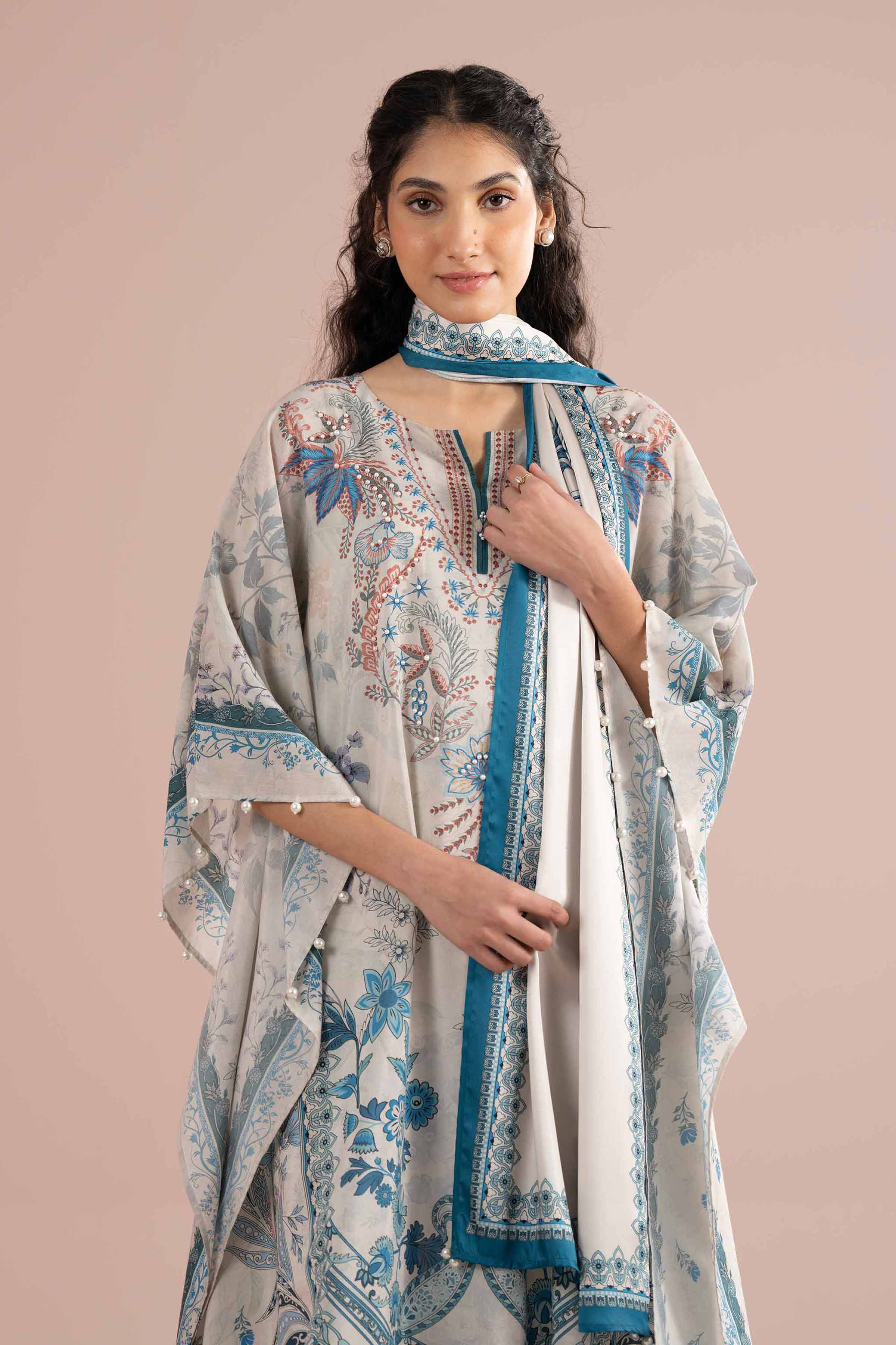 NishatUK - Blue Printed Silk 2-piece ready to wear Dress