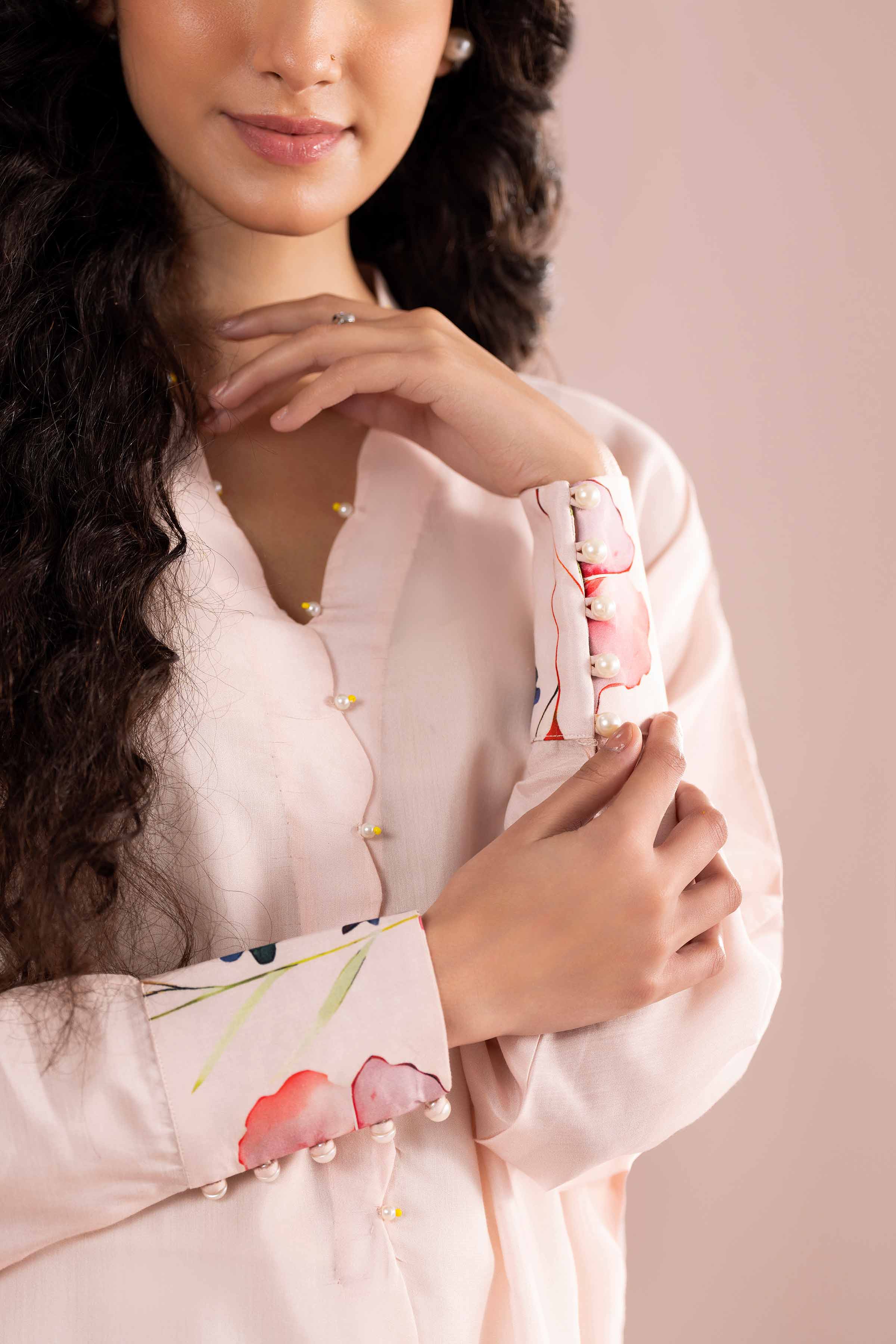 Nishat UK - Pink Printed Silk 1 Piece ready to wear luxury long dress