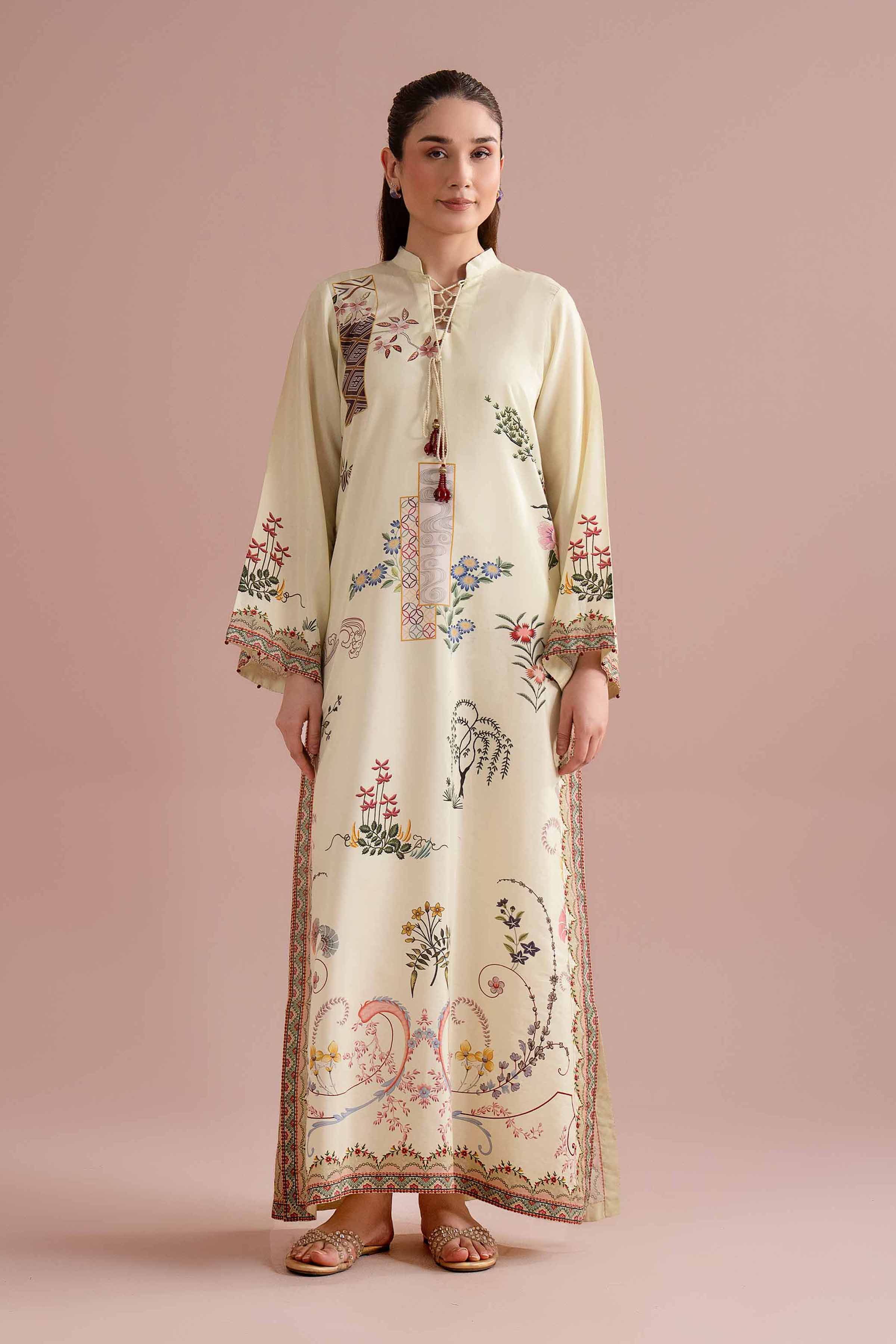 NishatUK - Yellow Printed Silk 1-piece ready to wear Shirt