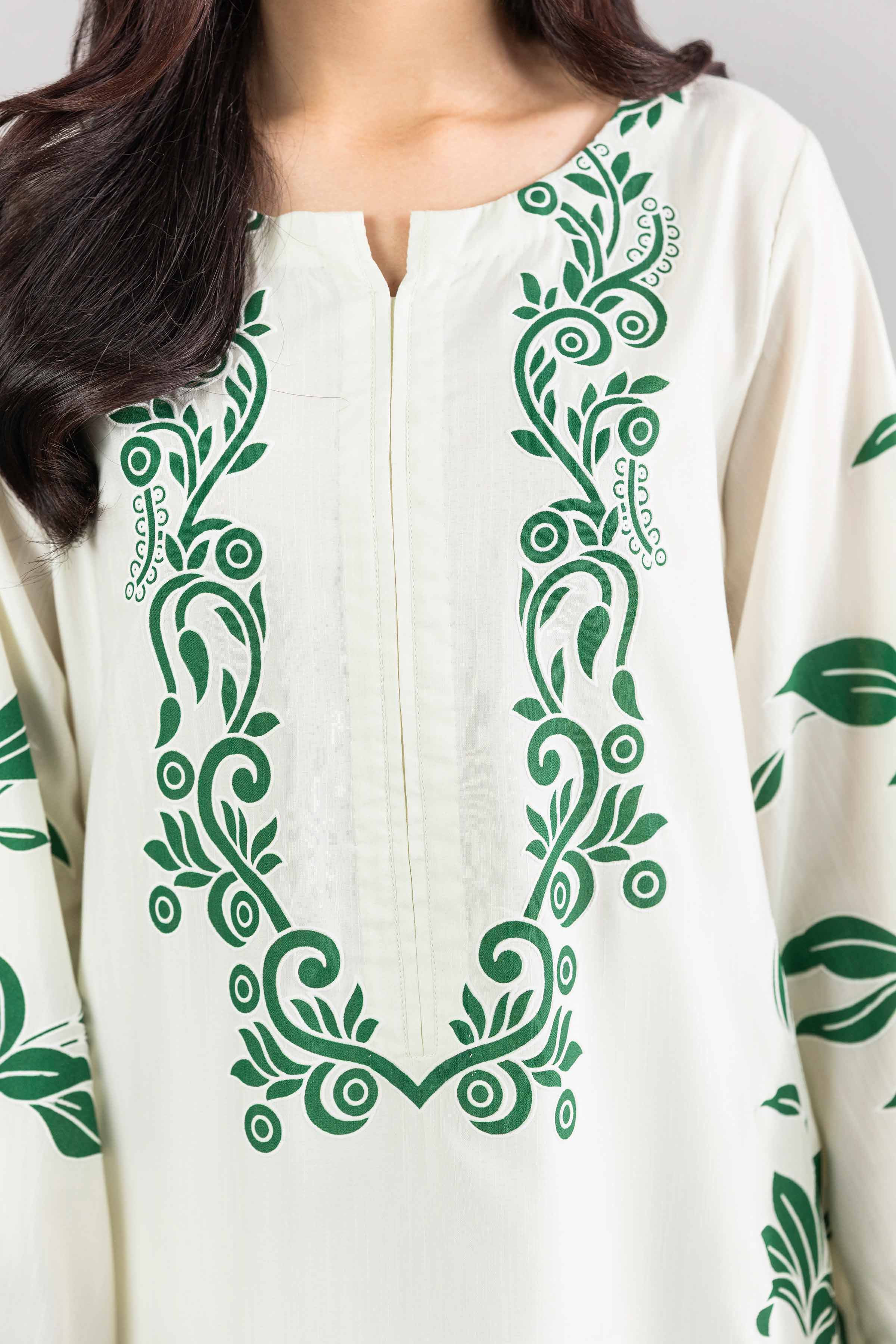Nishat UK - Off White Printed Silk 1-piece ready to wear Long dress