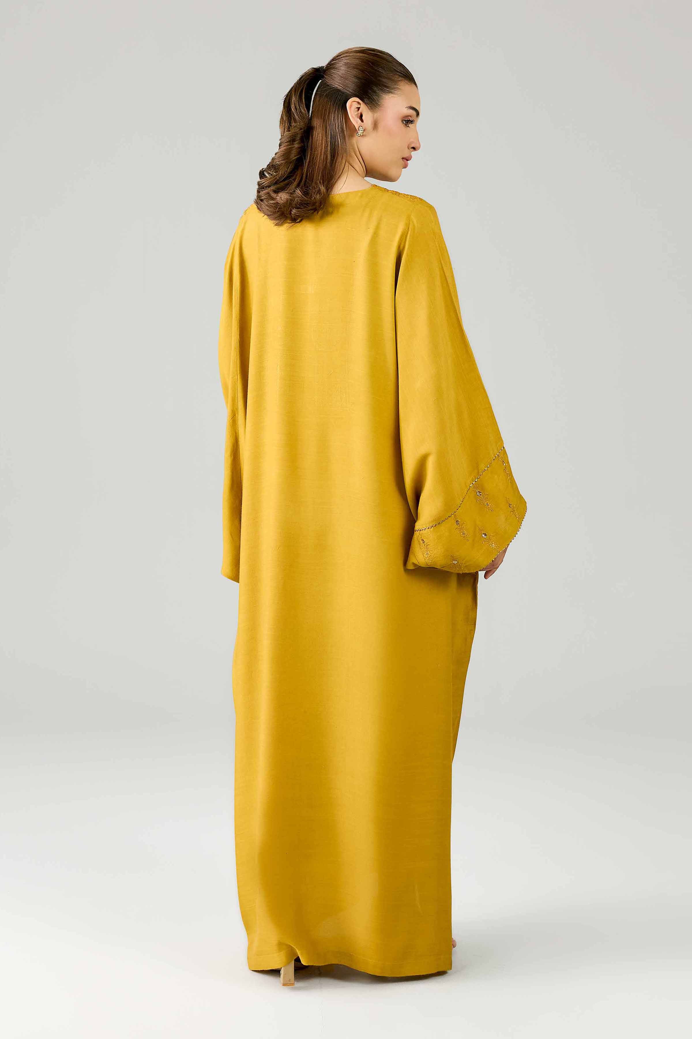 Nishat UK - Yellow Embroidered Silk 1 Piece ready to wear Long Dress