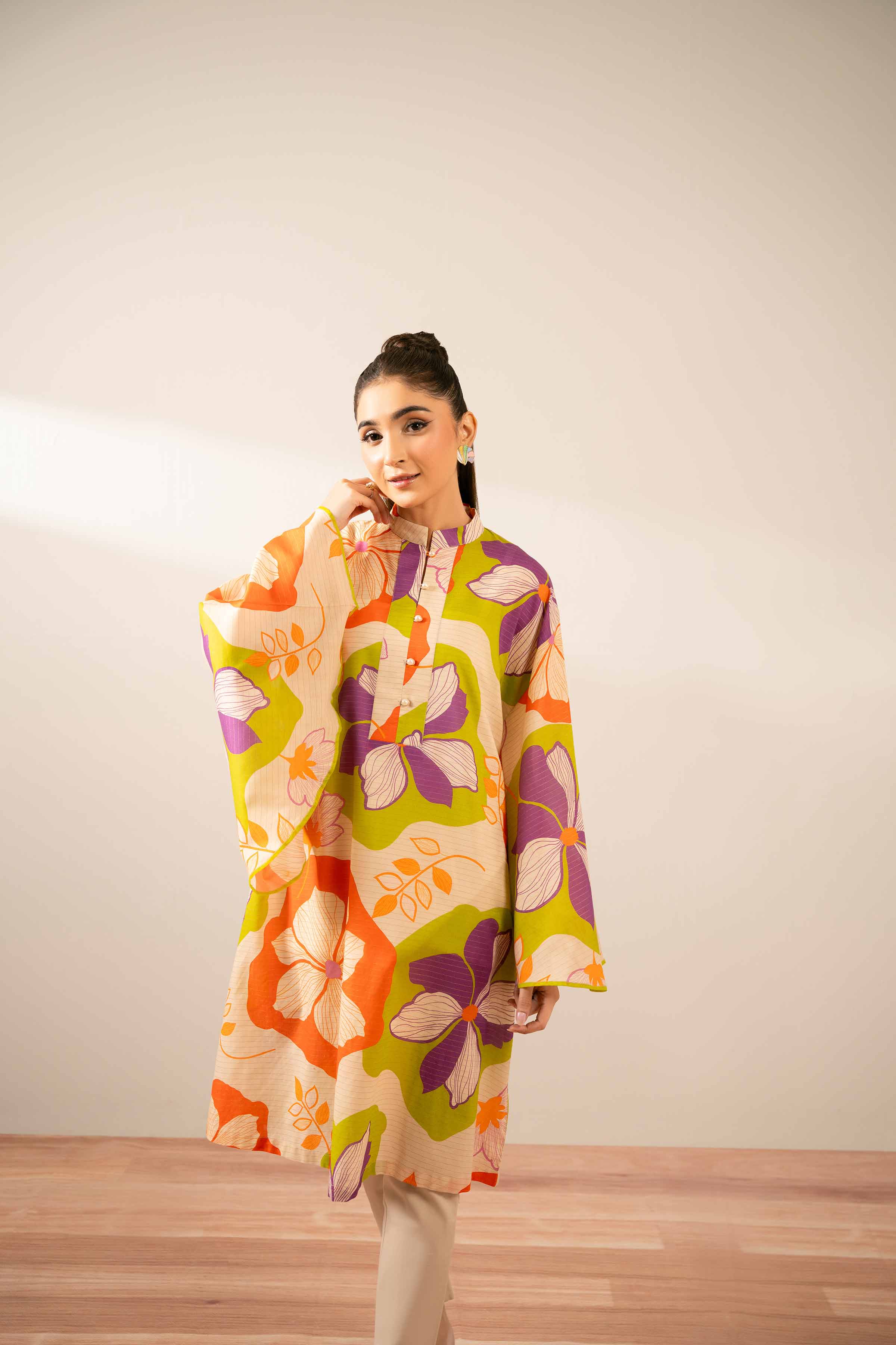 NishatUK - Off White Printed Lawn 1-piece ready to wear Tunic