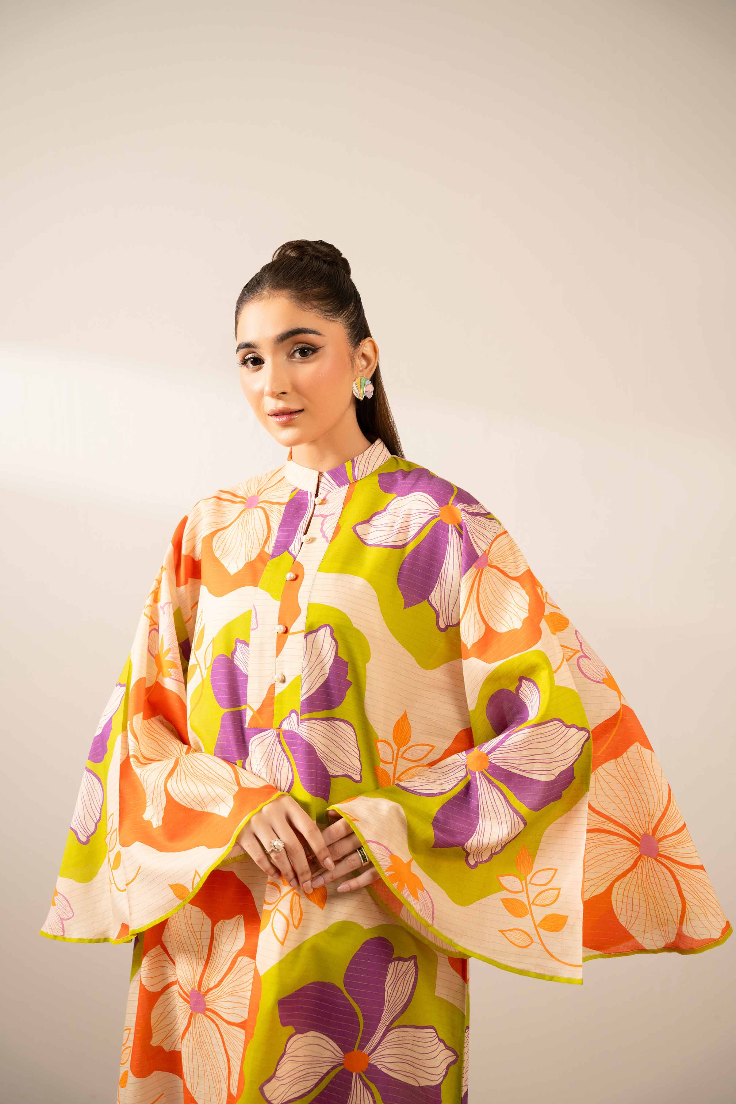 NishatUK - Off White Printed Lawn 1-piece ready to wear Tunic