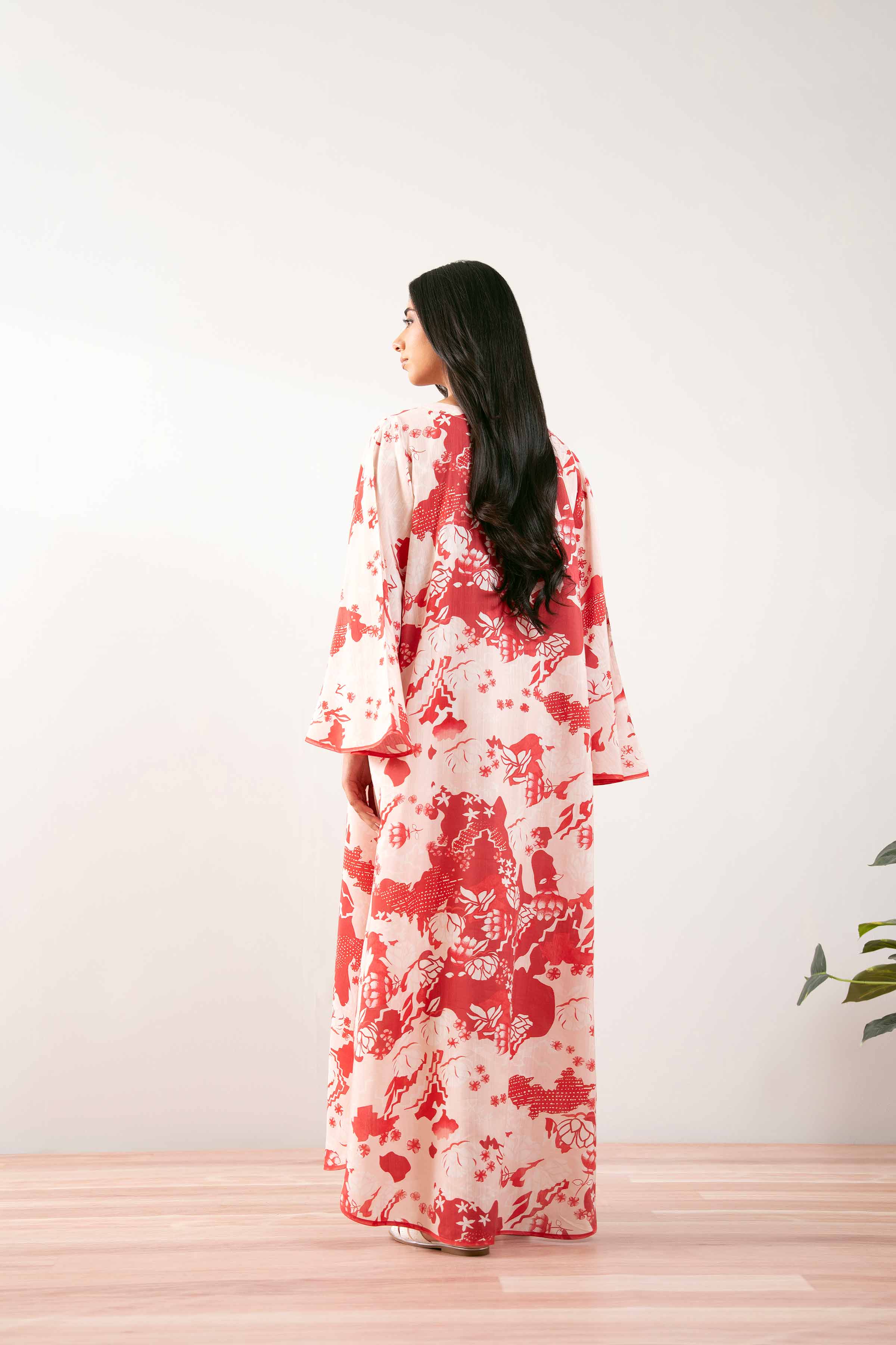 NishatUK - Rose Printed Silk 1-piece ready to wear Long Dress