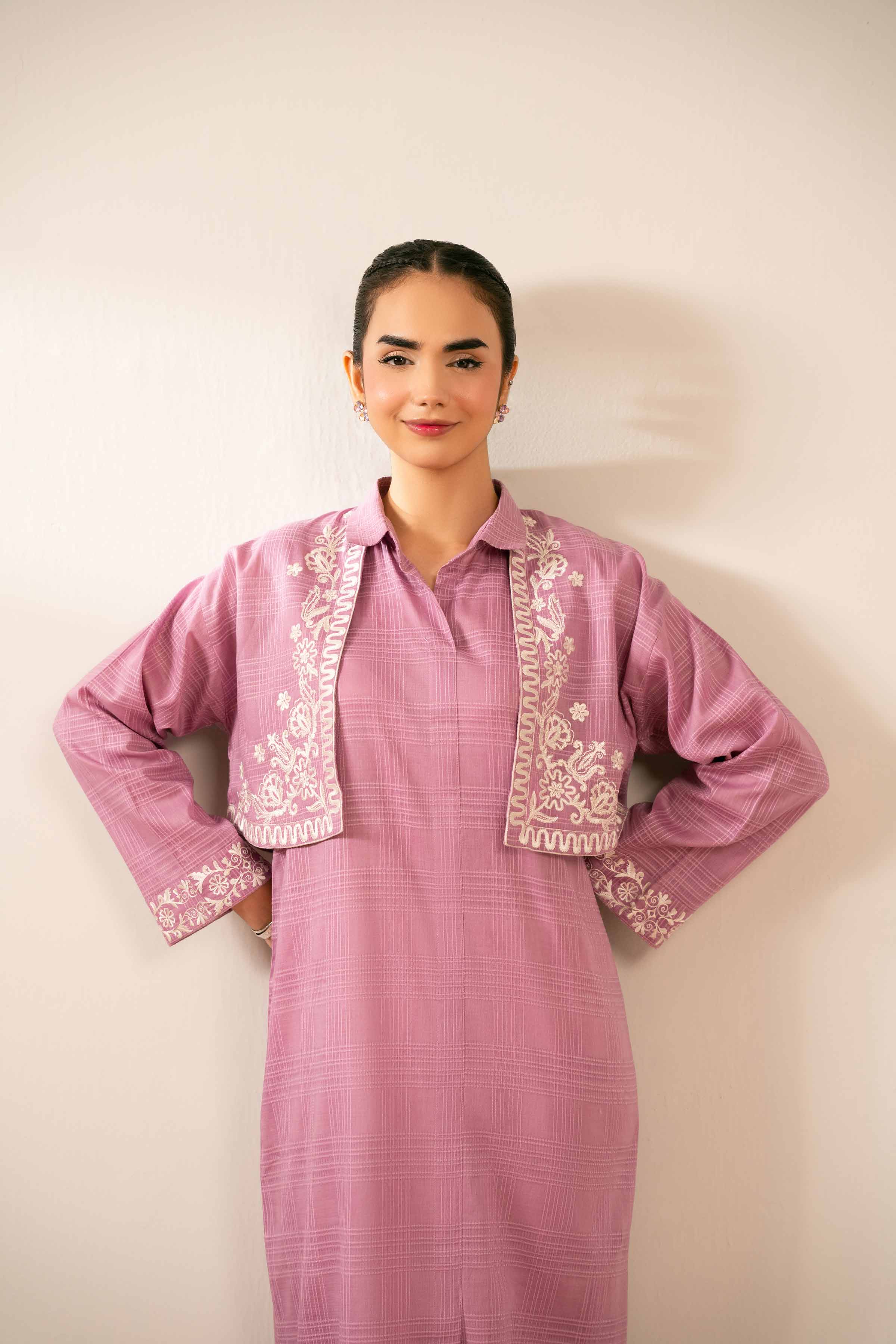 NishatUK - Pink Embroidered Lawn 2-piece ready to wear Fustan