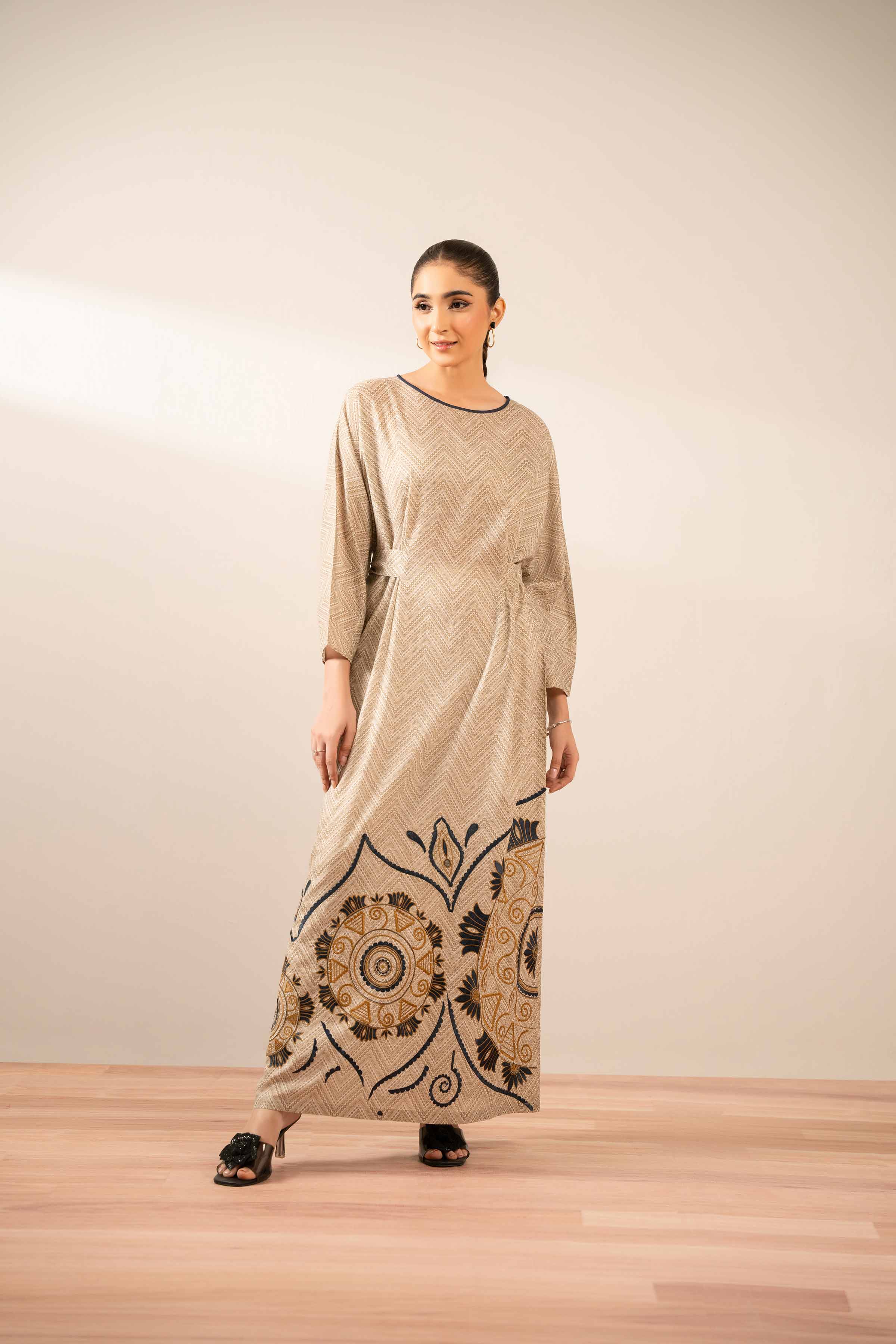 NishatUK - Off White Embroidered Lawn 1-piece ready to wear Long Dress