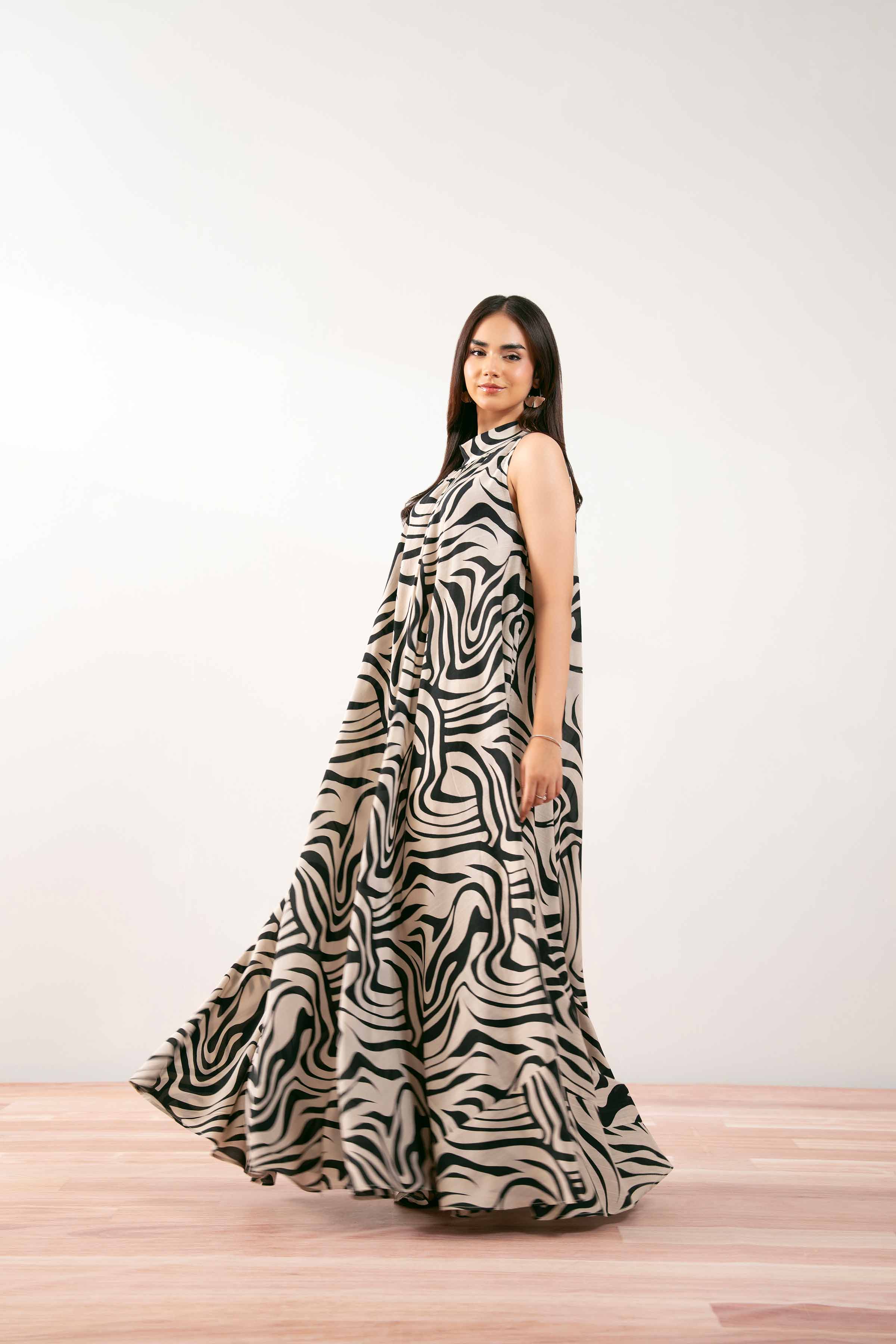 NishatUK - Off White Printed Silk 1-piece ready to wear Long Dress