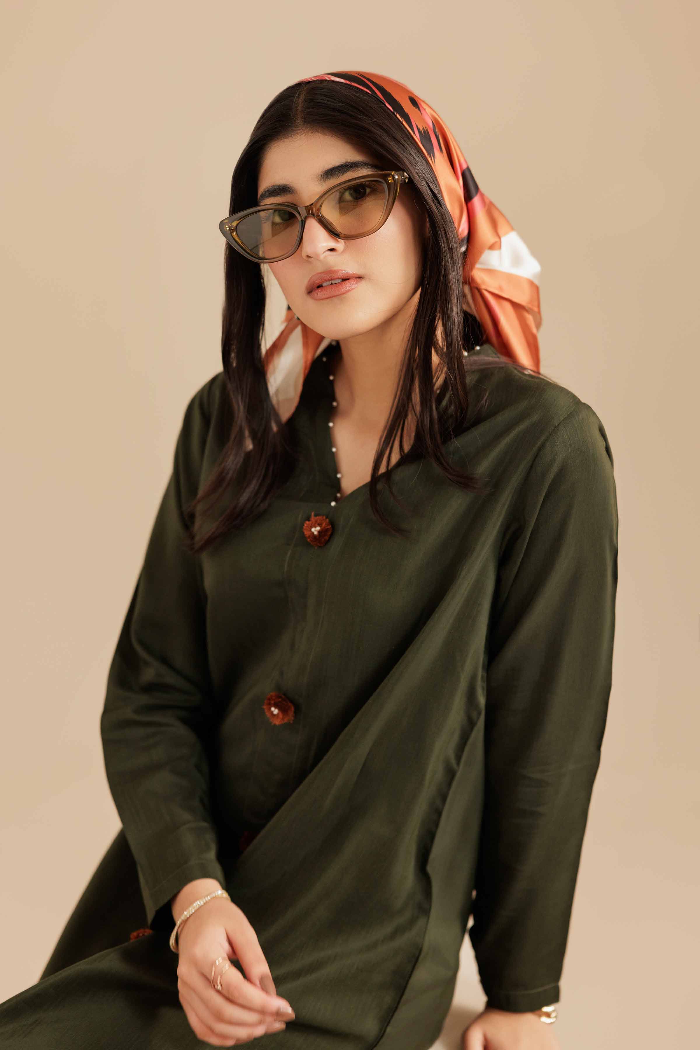NishatUK - Green Embroidered Silk 2-piece ready to wear Dress