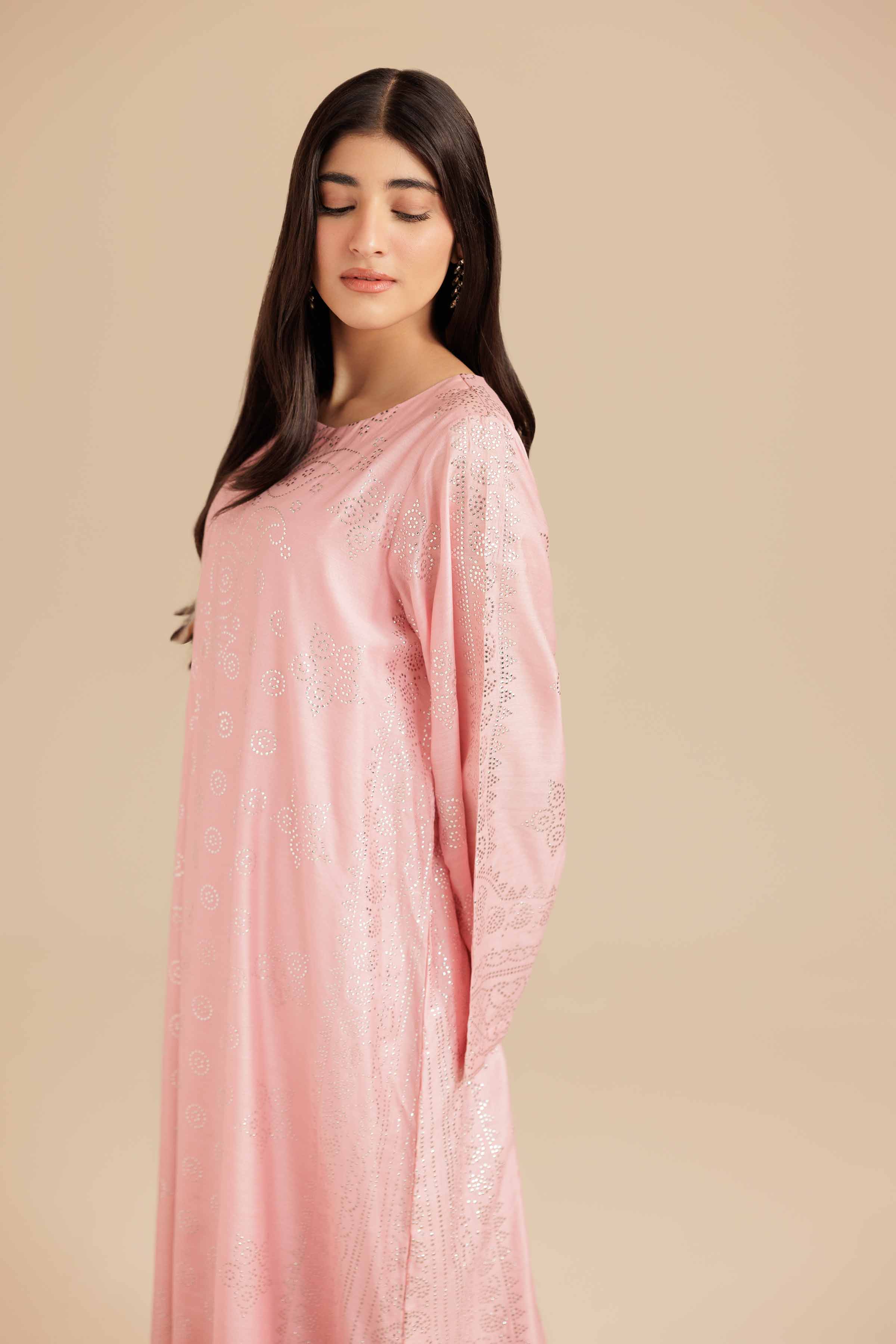 NishatUK - Pink Solids Mukesh 1-piece ready to wear Long Dress