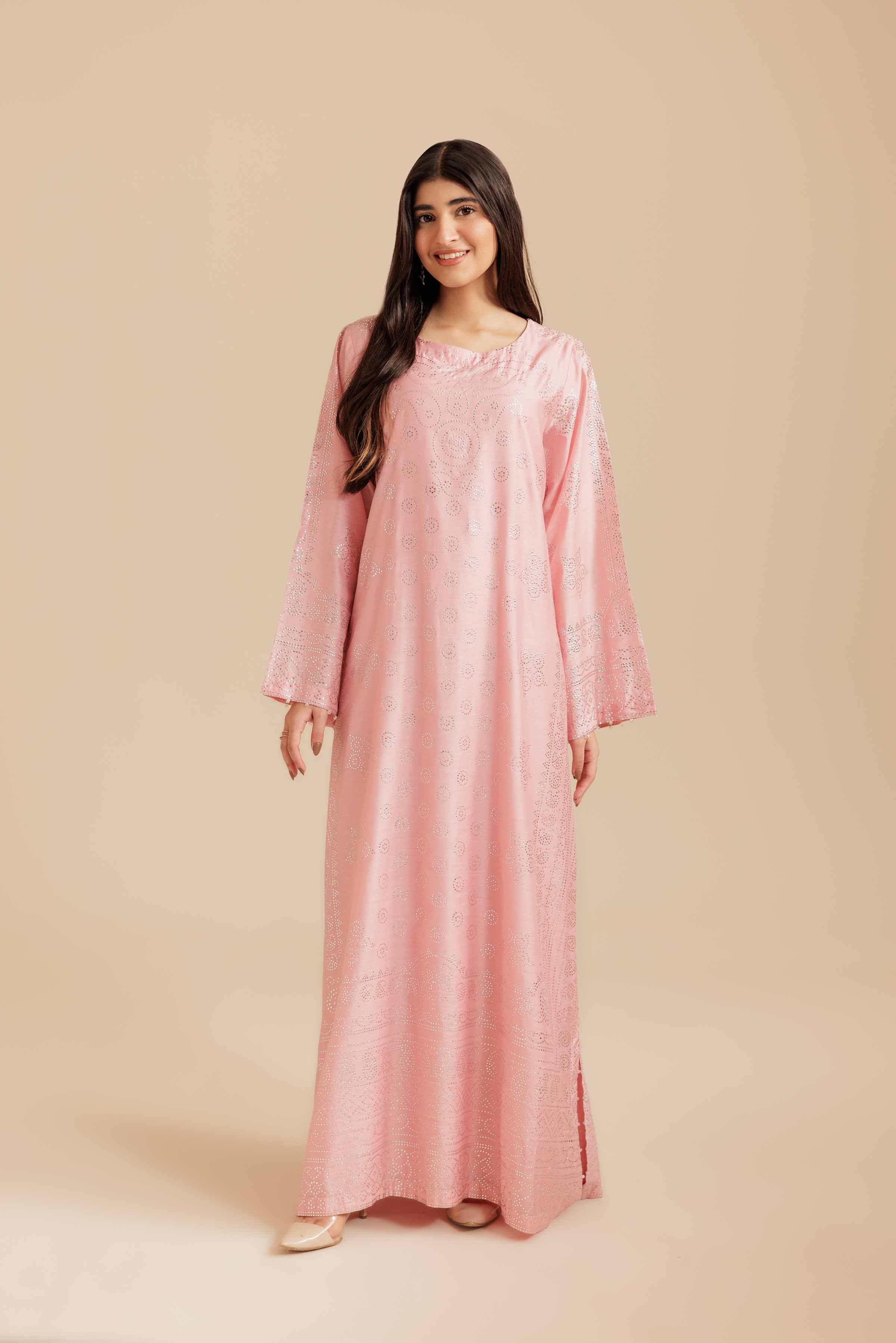 NishatUK - Pink Solids Mukesh 1-piece ready to wear Long Dress