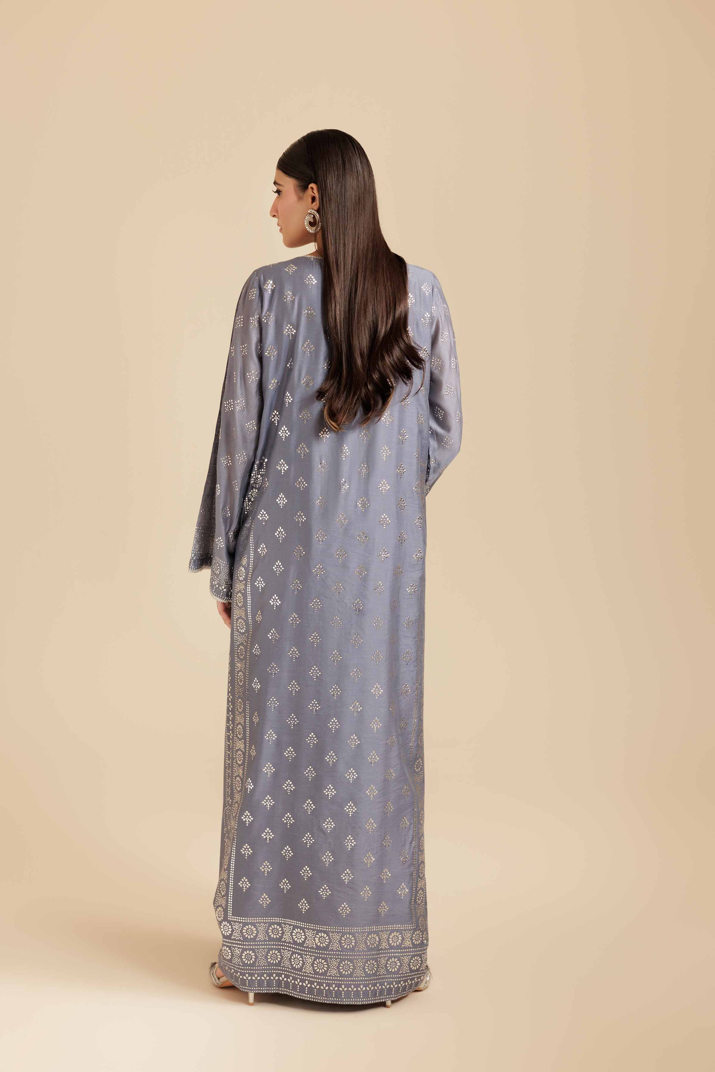 NishatUK - Blue Solids Mukesh 1-piece ready to wear Long Dress