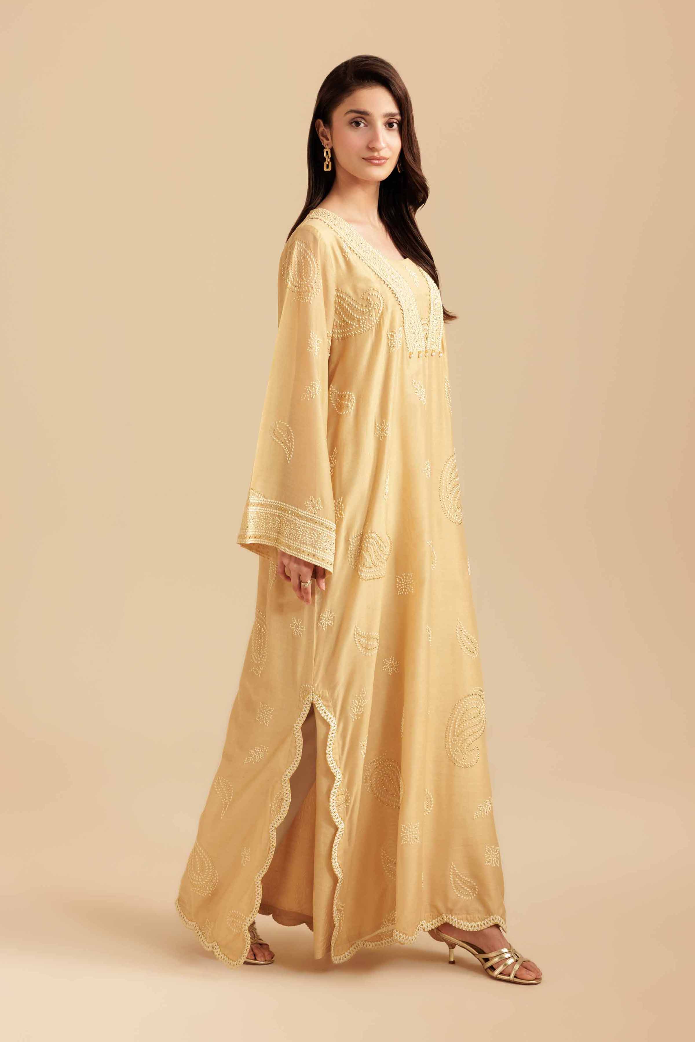 NishatUK - Beige Solids Mukesh 1-piece ready to wear Shirt