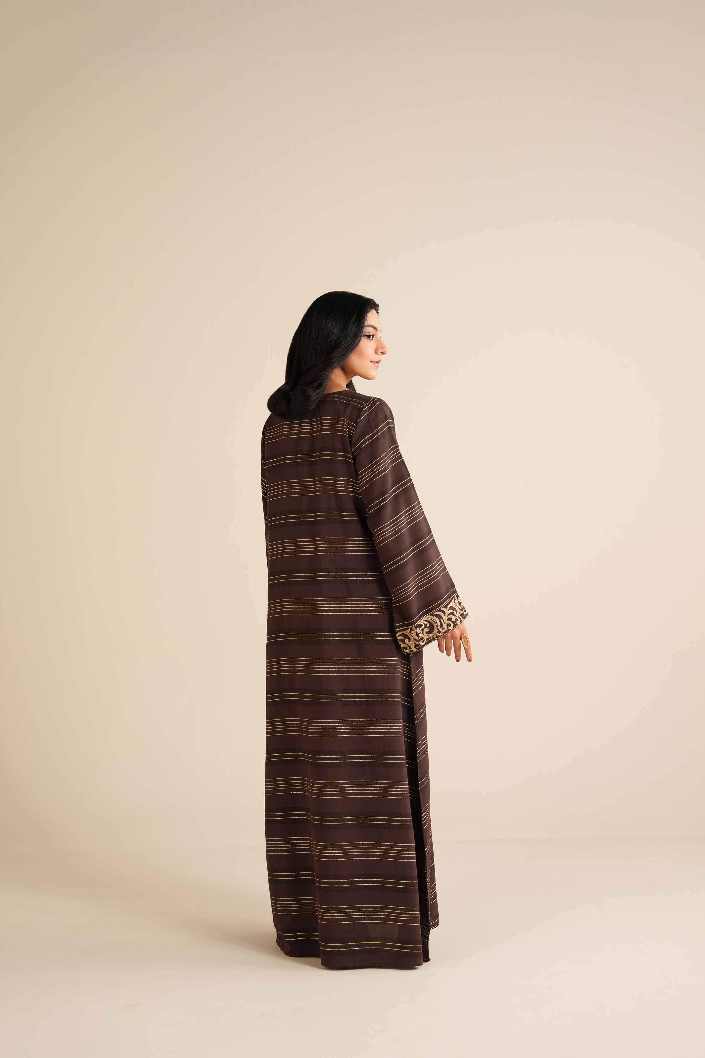 NishatUK - Brown Fancy Gold 1-piece ready to wear Long Dress