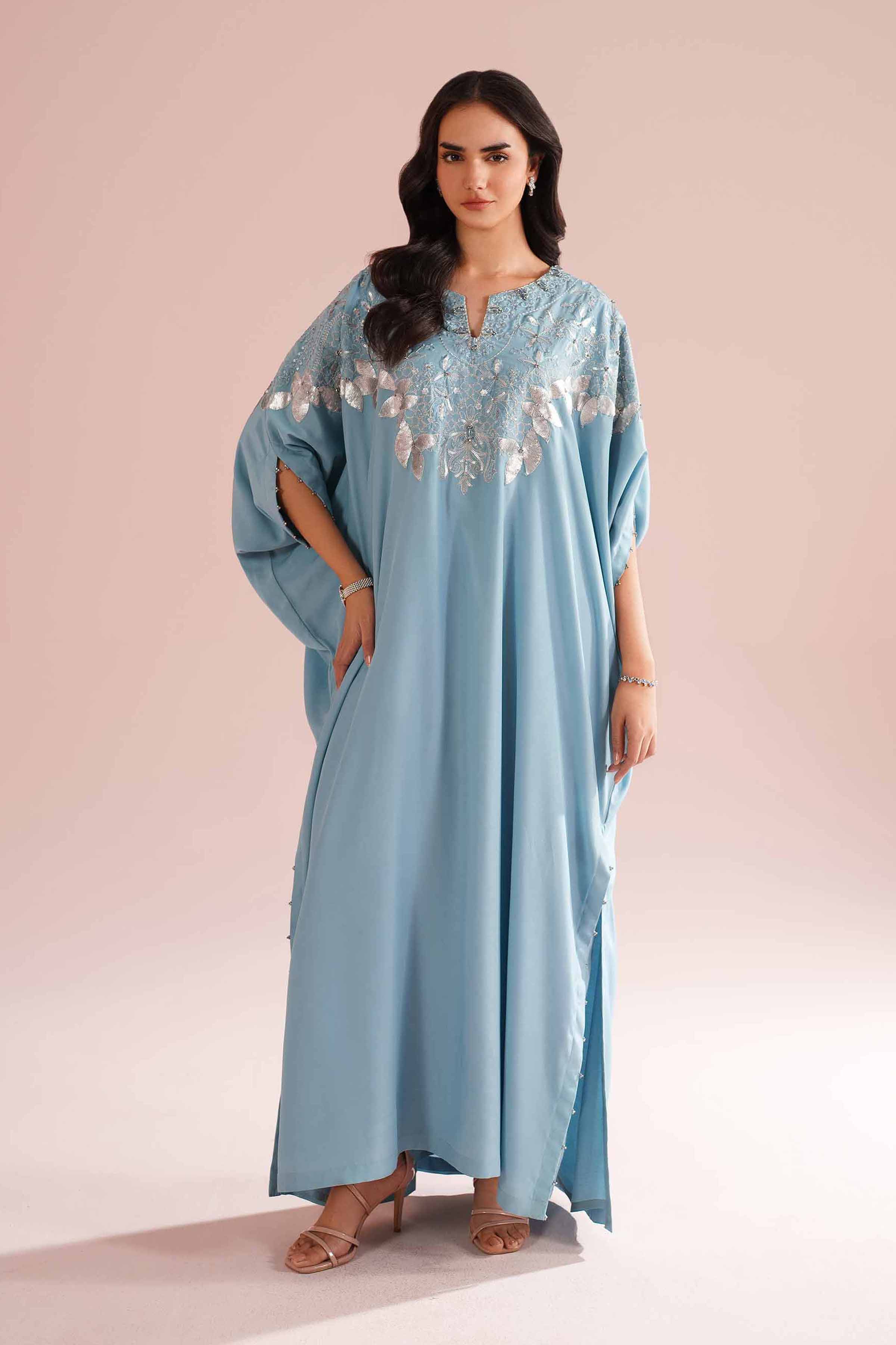 NishatUK - Blue Embroidered Grip 1-piece ready to wear dress