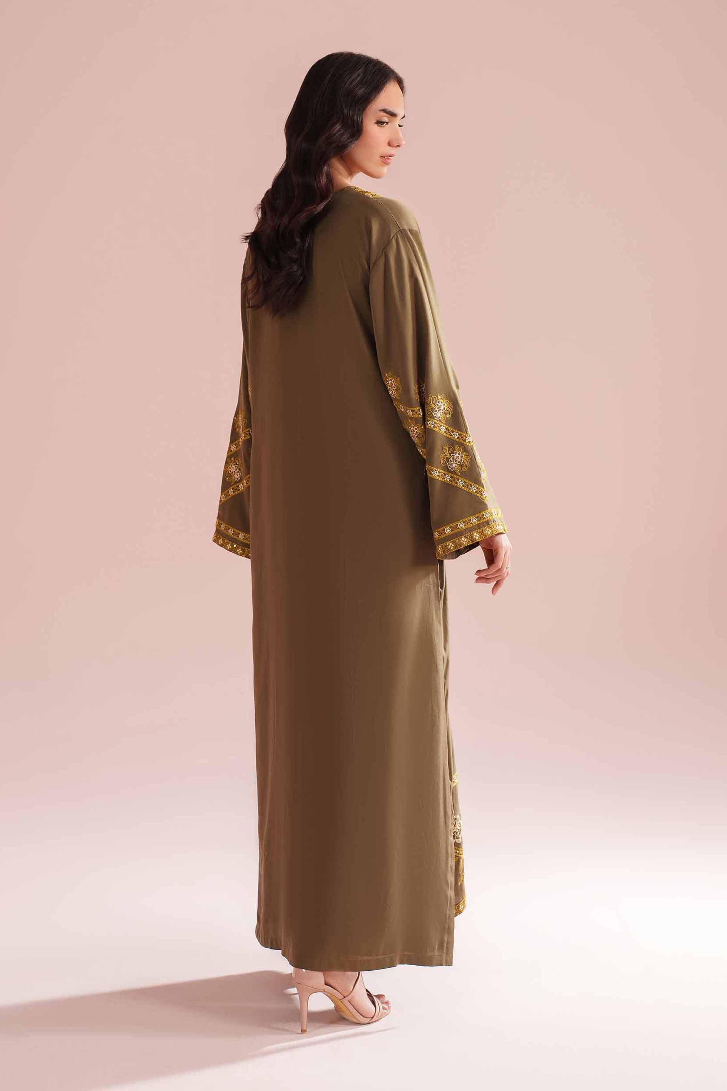 NishatUK - Green Embroidered Grip 1-piece ready to wear long dress