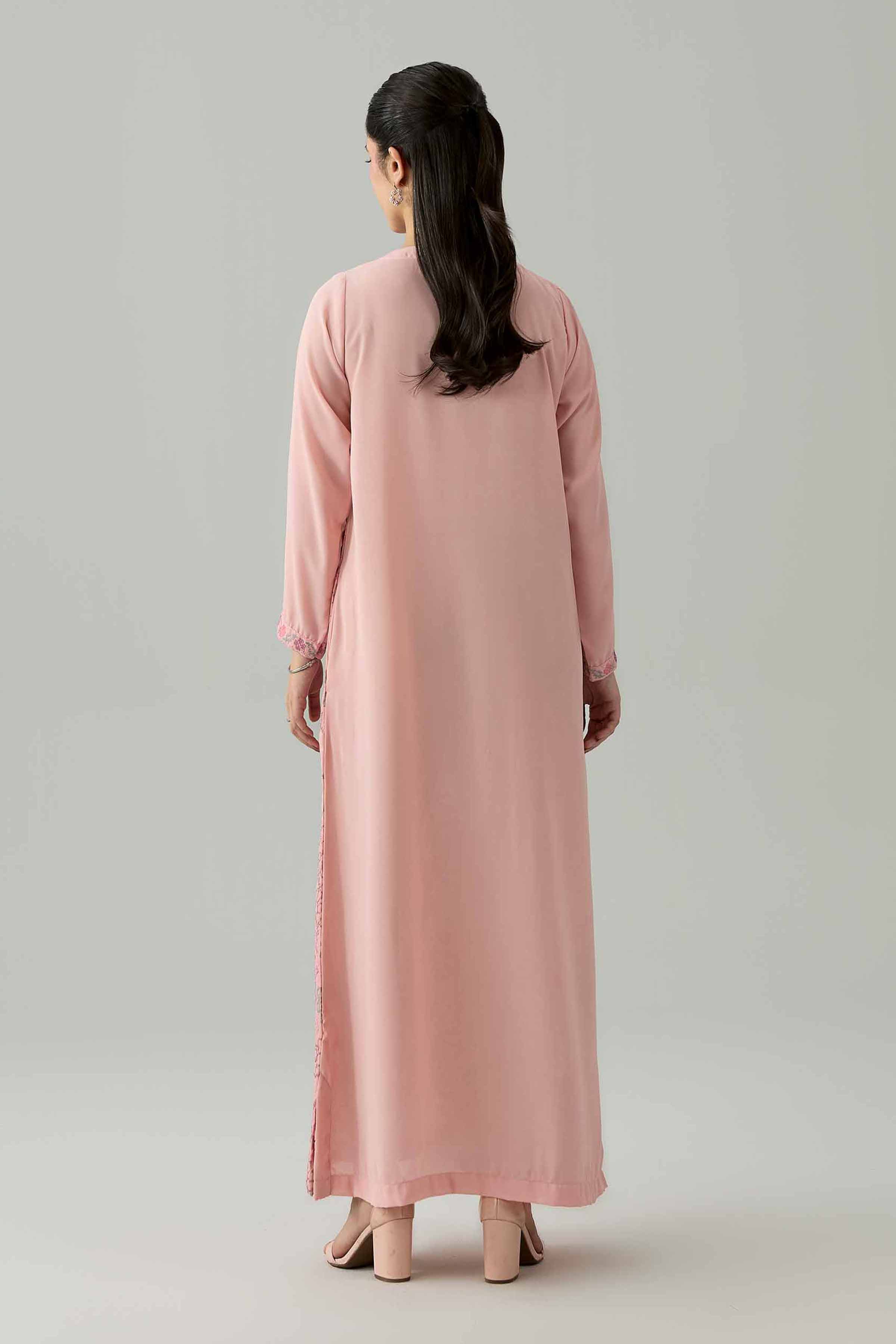 Nishat UK - Pink Embroidered Viscose 1 Piece ready to wear Long Dress