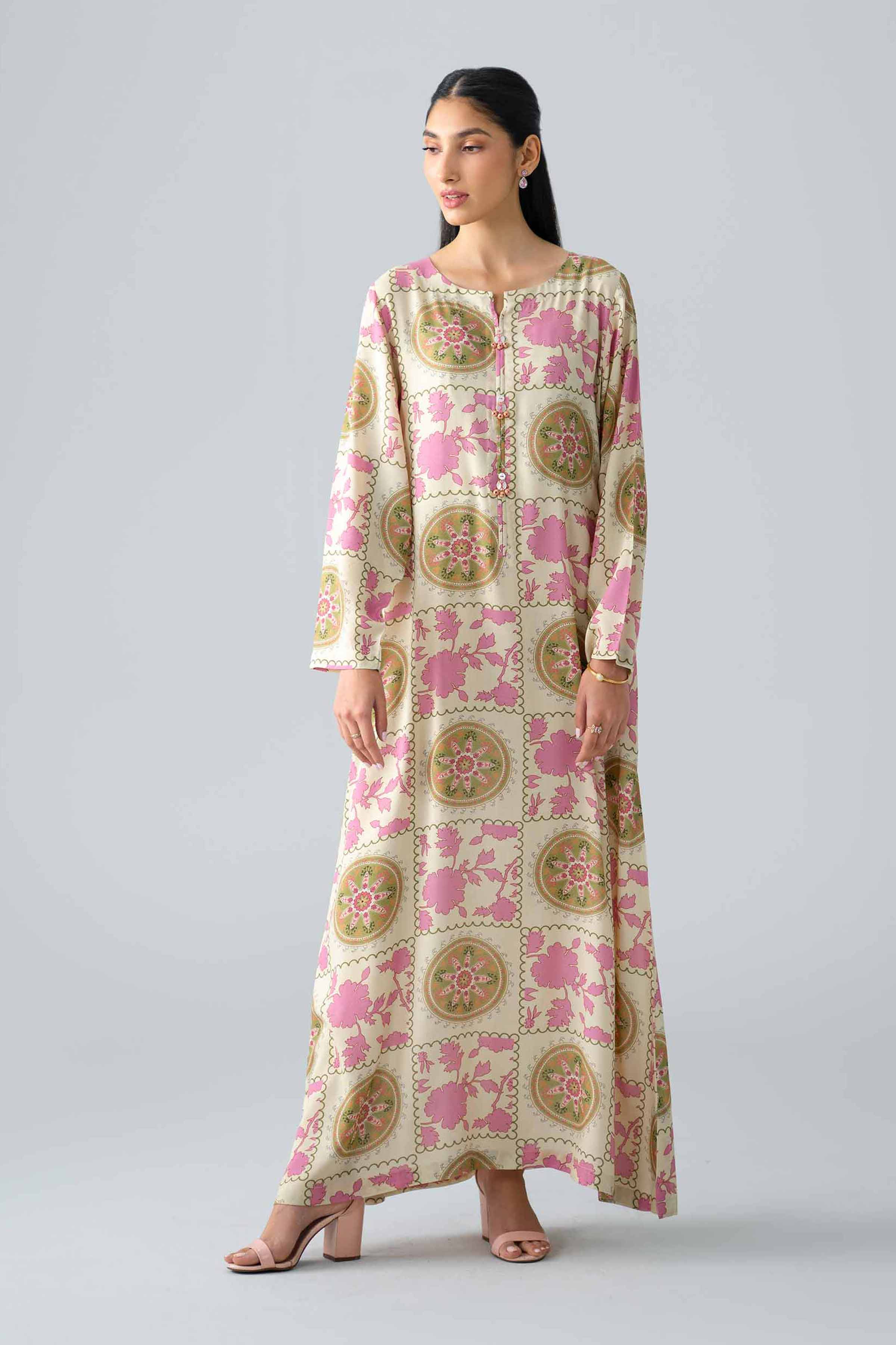 Nishat UK - Multi Printed Dobby 1 Piece ready to wear long dress