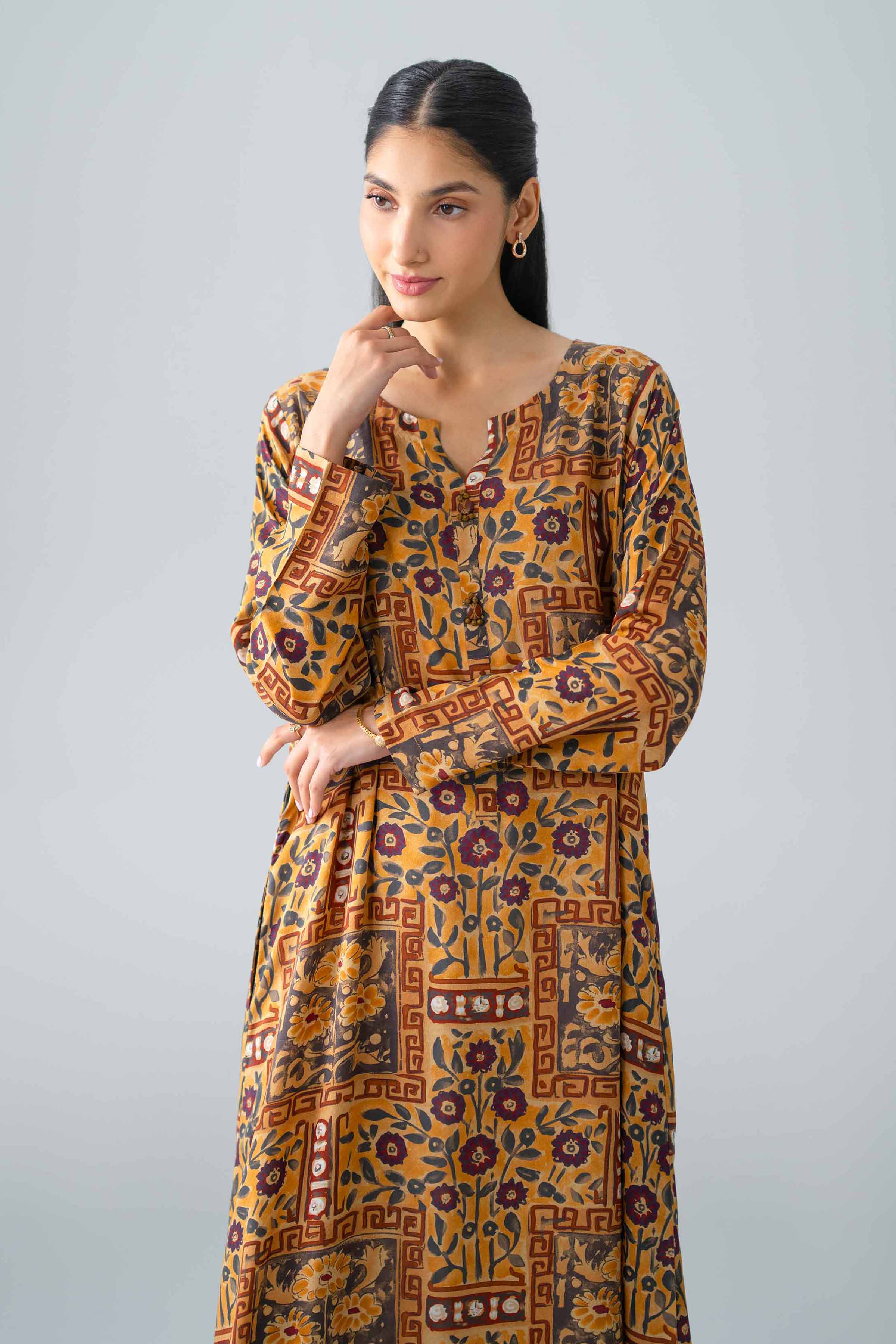 Nishat UK - Multi Printed Dobby 1 Piece ready to wear long dress