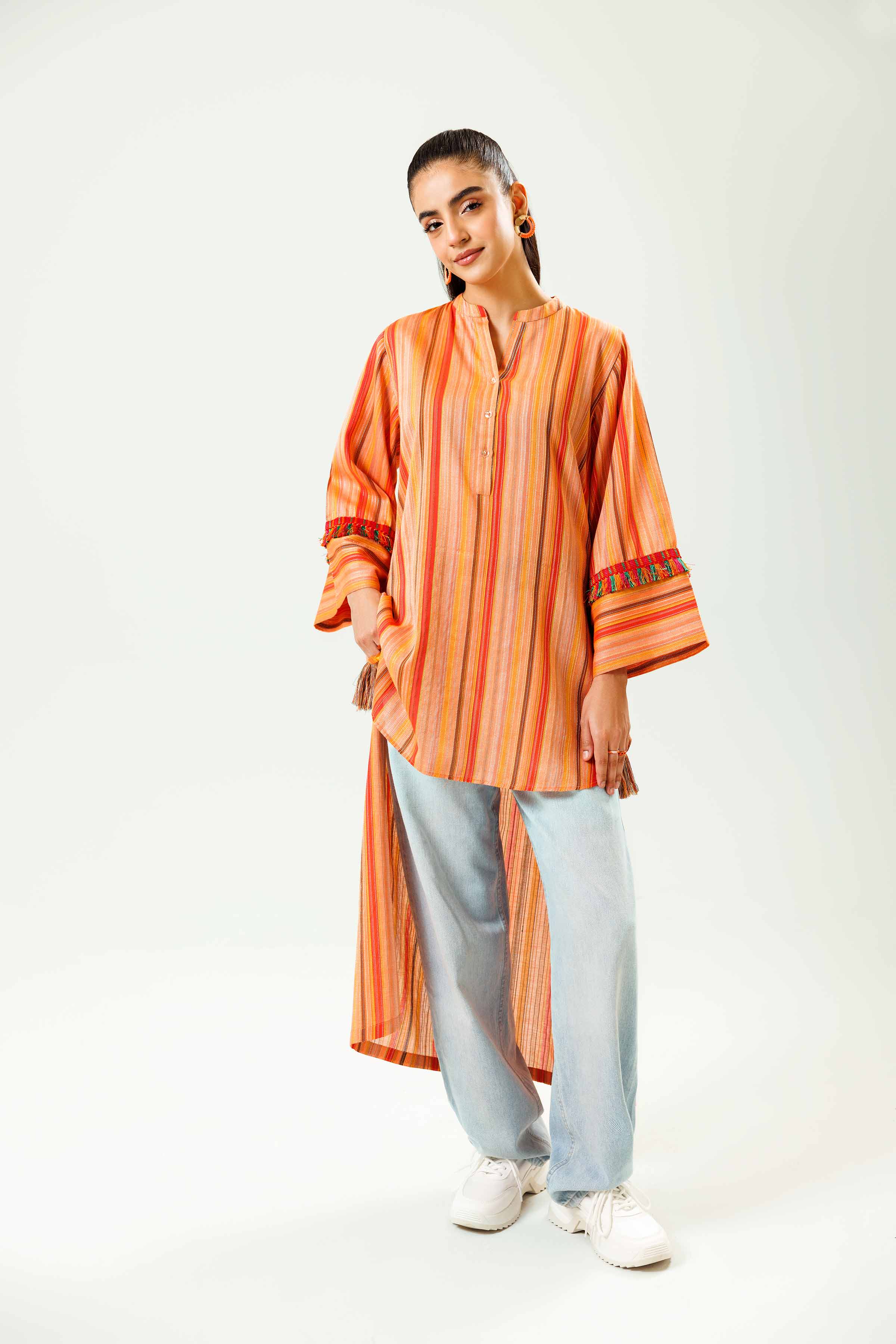 NishatUK - Orange Printed Jacquard 1-piece ready to wear Shirt
