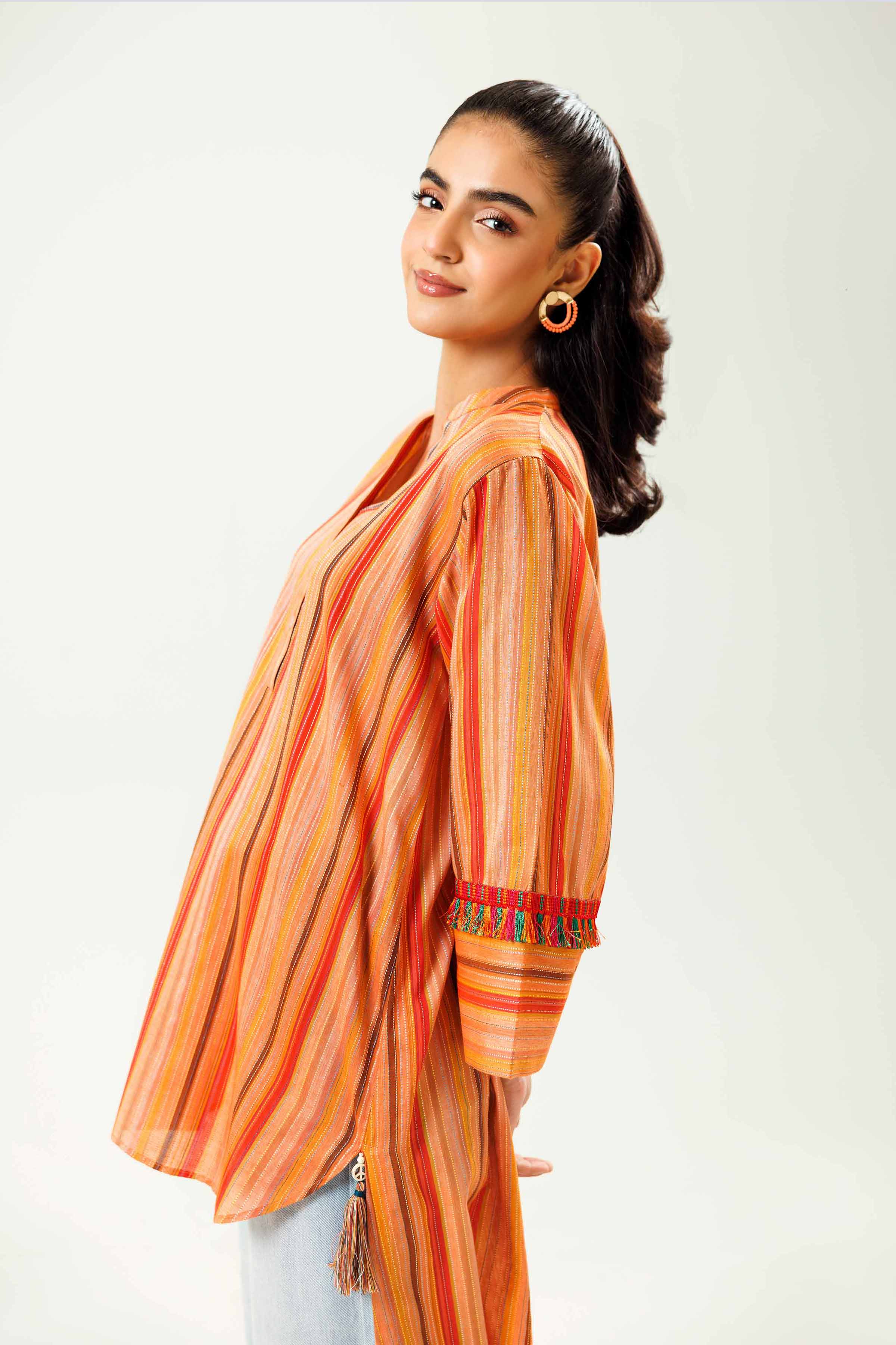 NishatUK - Orange Printed Jacquard 1-piece ready to wear Shirt