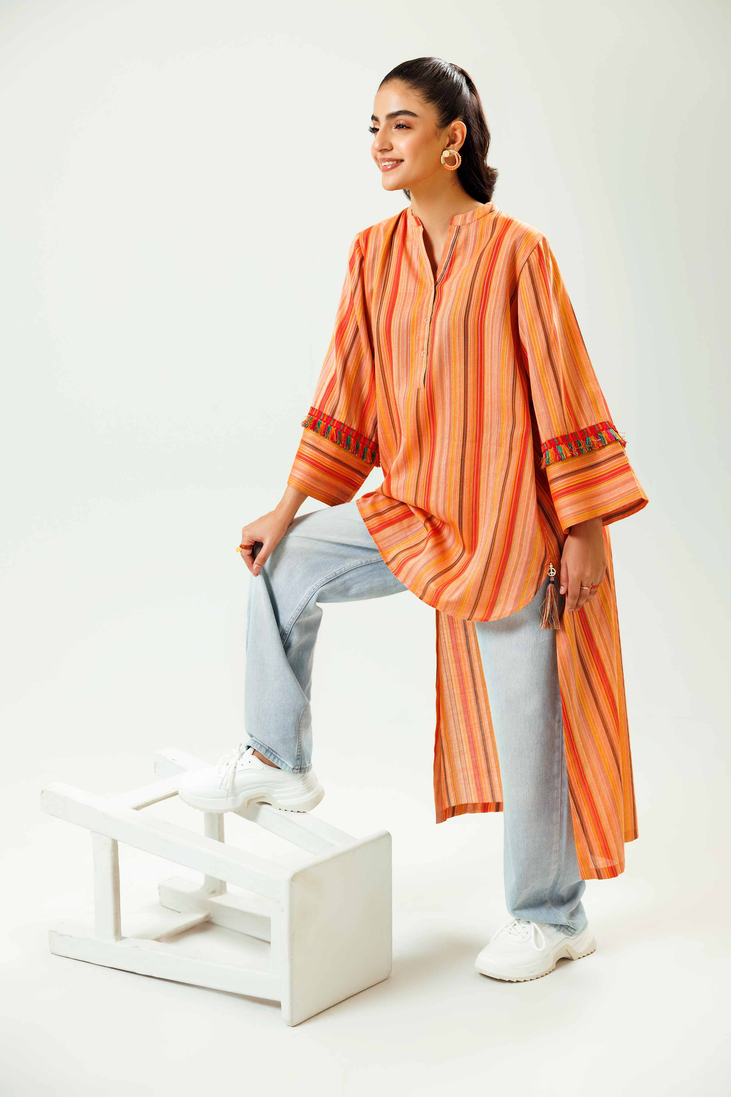 NishatUK - Orange Printed Jacquard 1-piece ready to wear Shirt