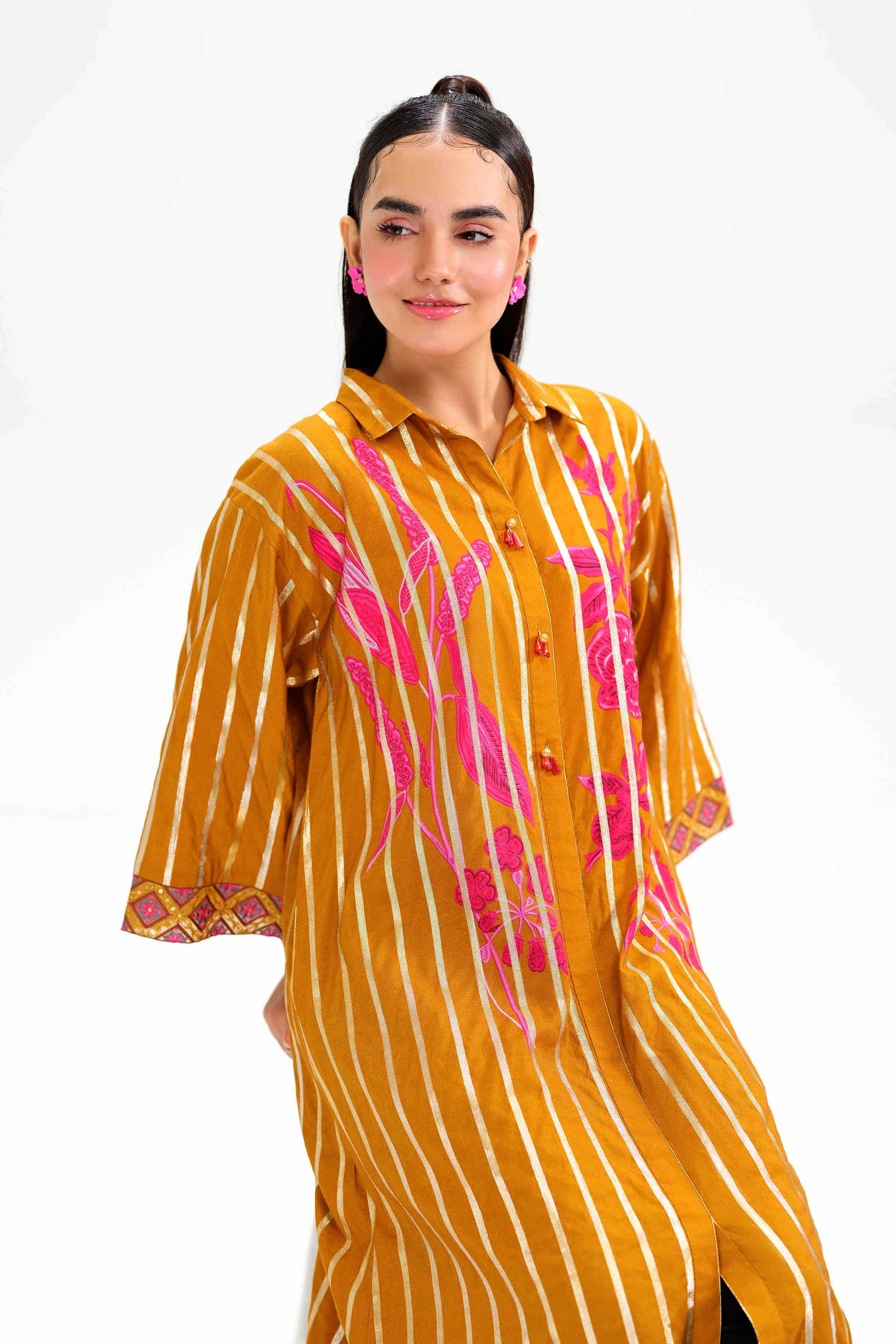 NishatUK - Brown Embroidered Monar Gold 1-piece ready to wear Dress