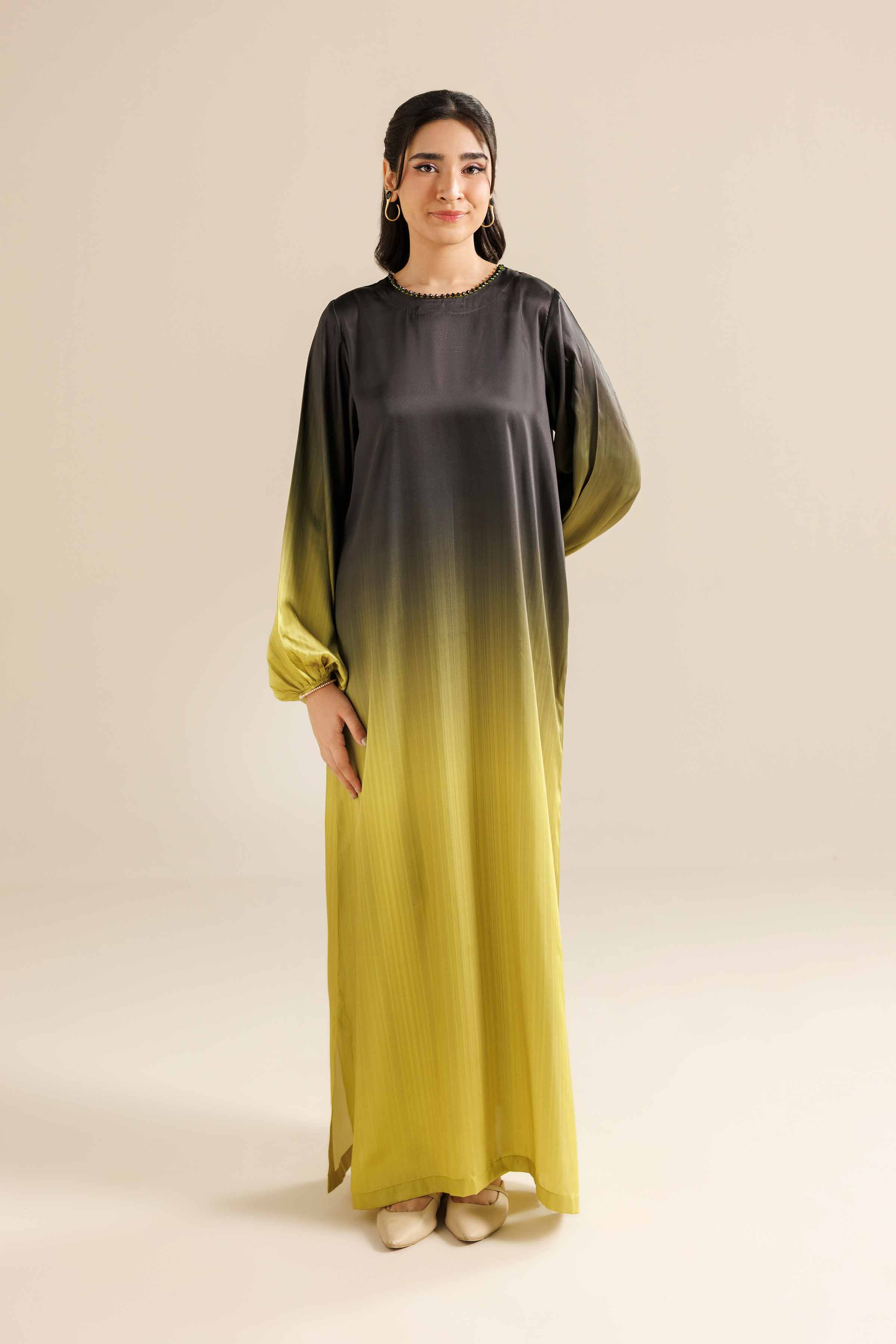NishatUK - Black Silk 1-piece ready to wear Long Dress