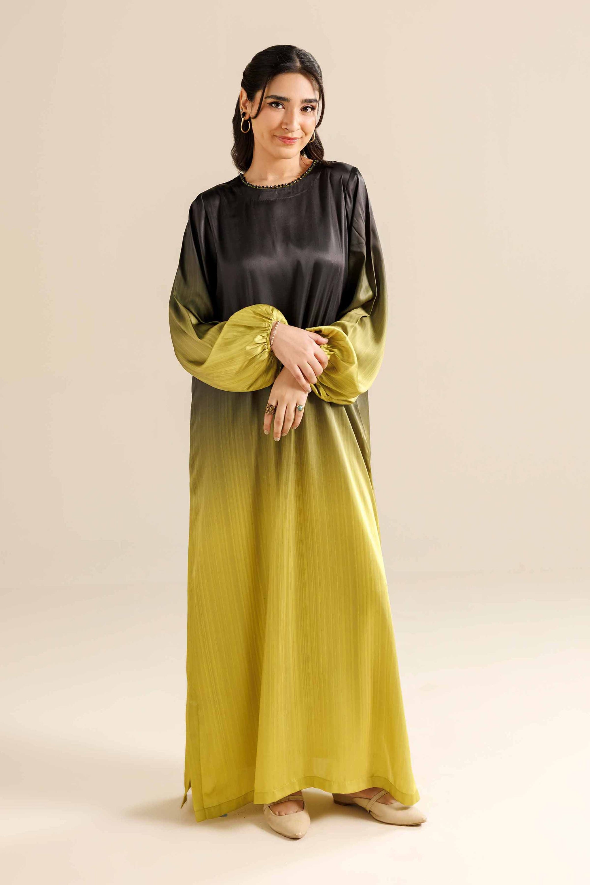 Buy Black Silk 1-piece ready to wear Long Dress