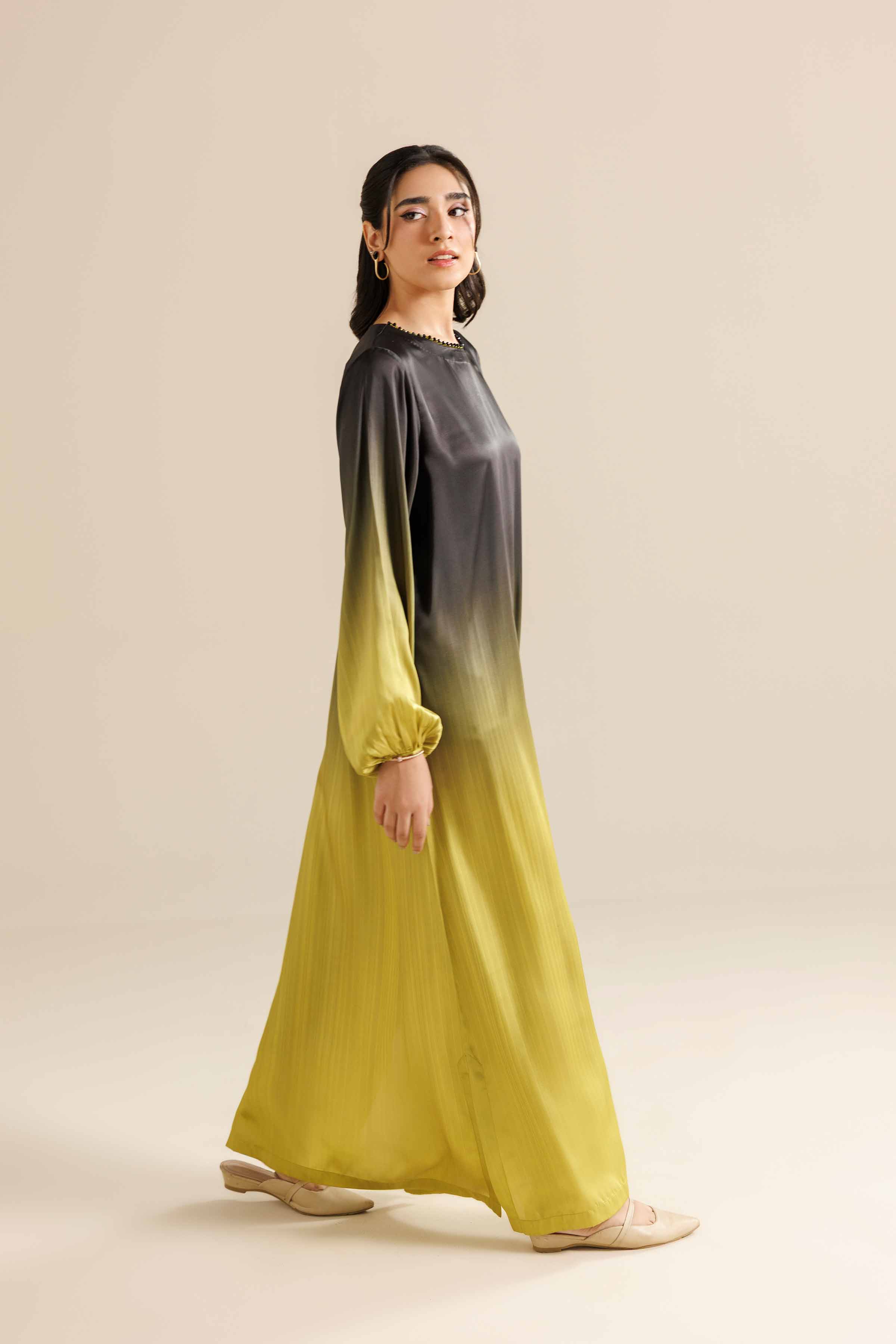 NishatUK - Black Silk 1-piece ready to wear Long Dress