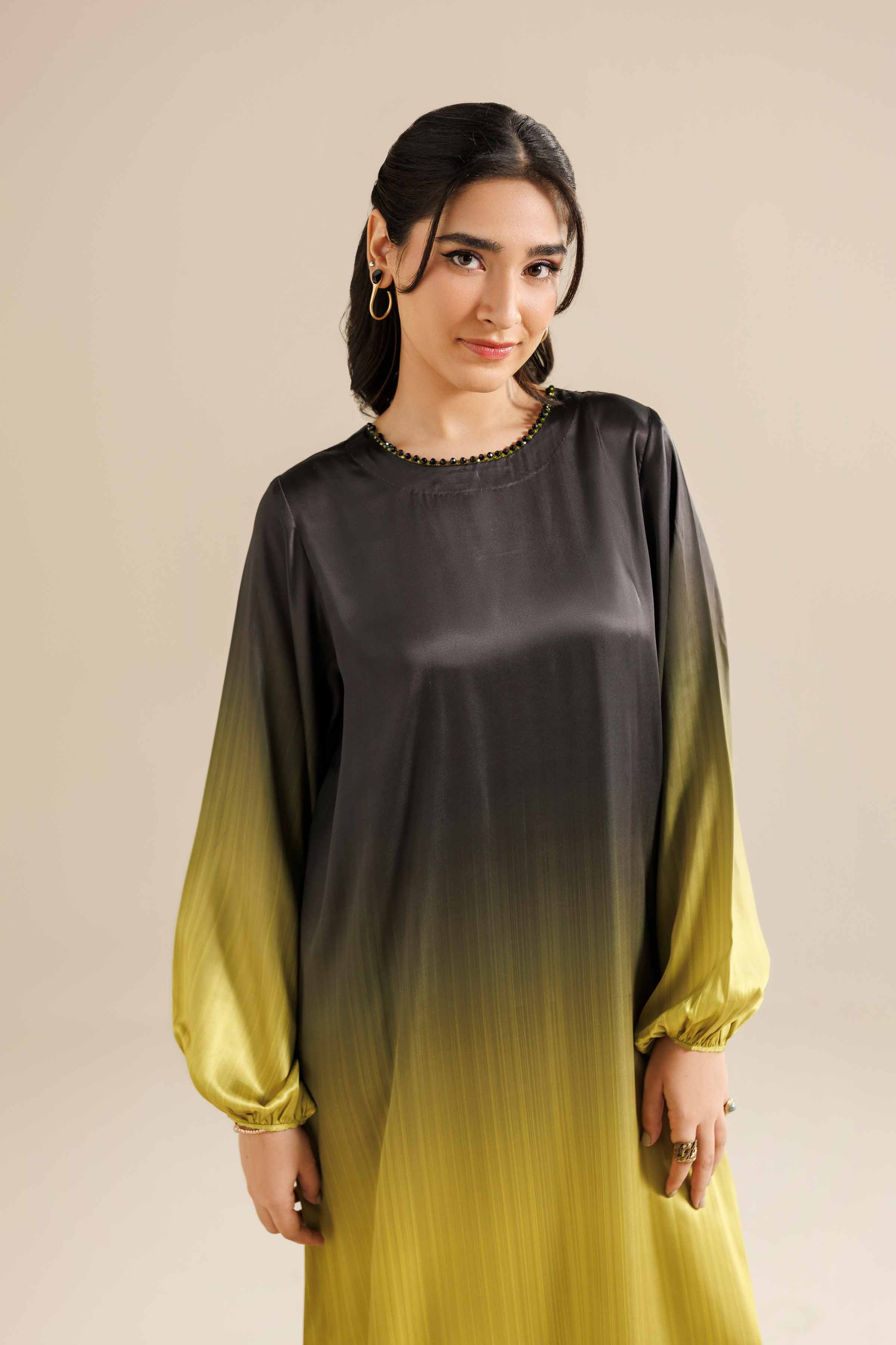 NishatUK - Black Silk 1-piece ready to wear Long Dress